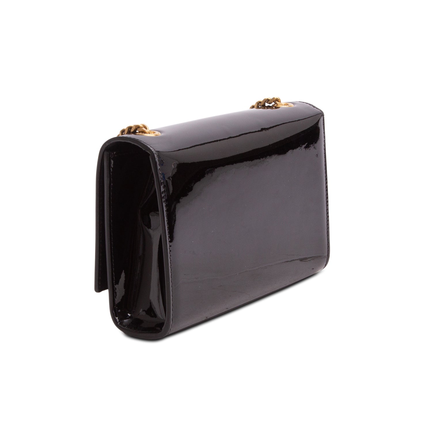 Saint Laurent Black Patent Leather Small Kate Chain Bag