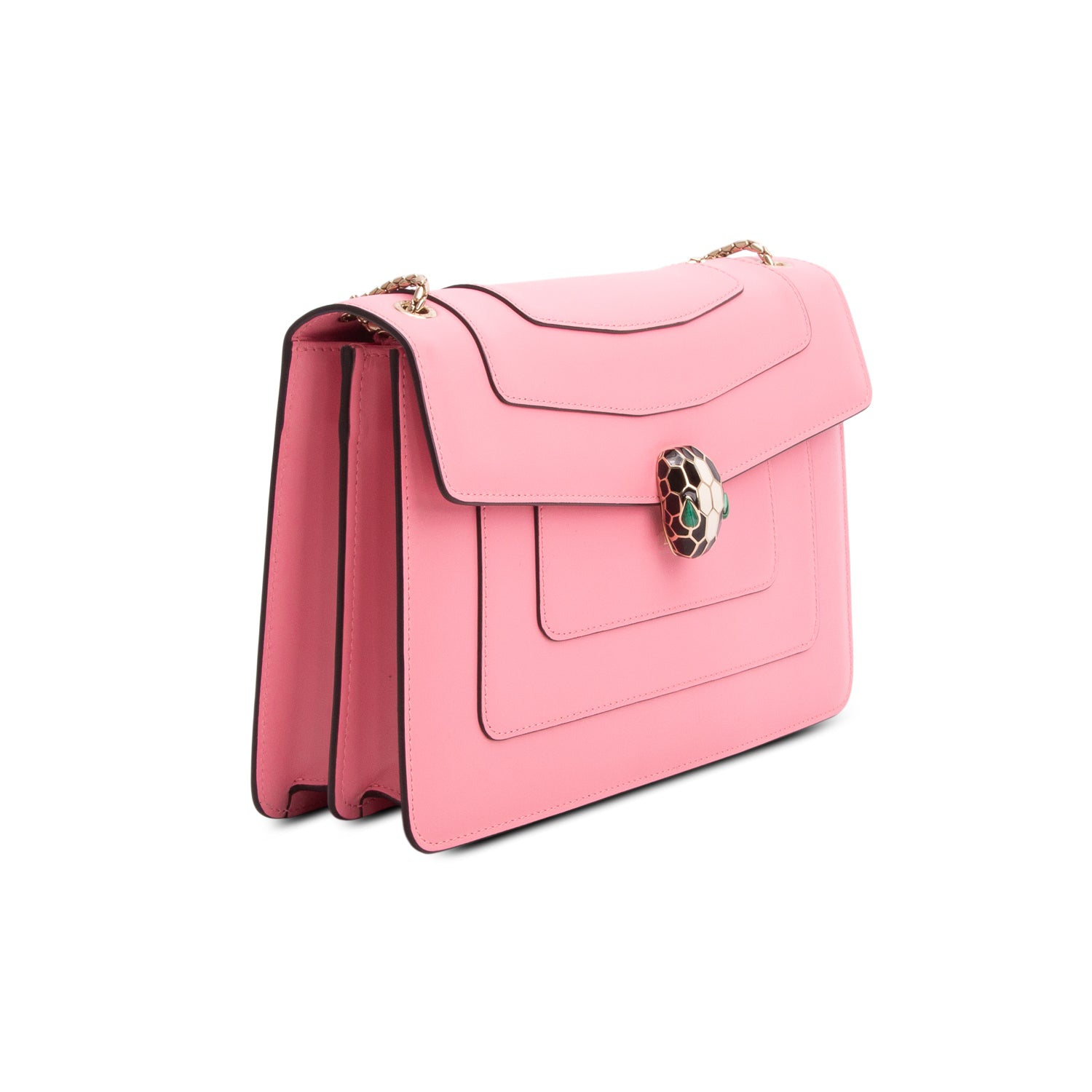 Bulgari Pink Calfskin Leather Medium Serpenti Forever Bag