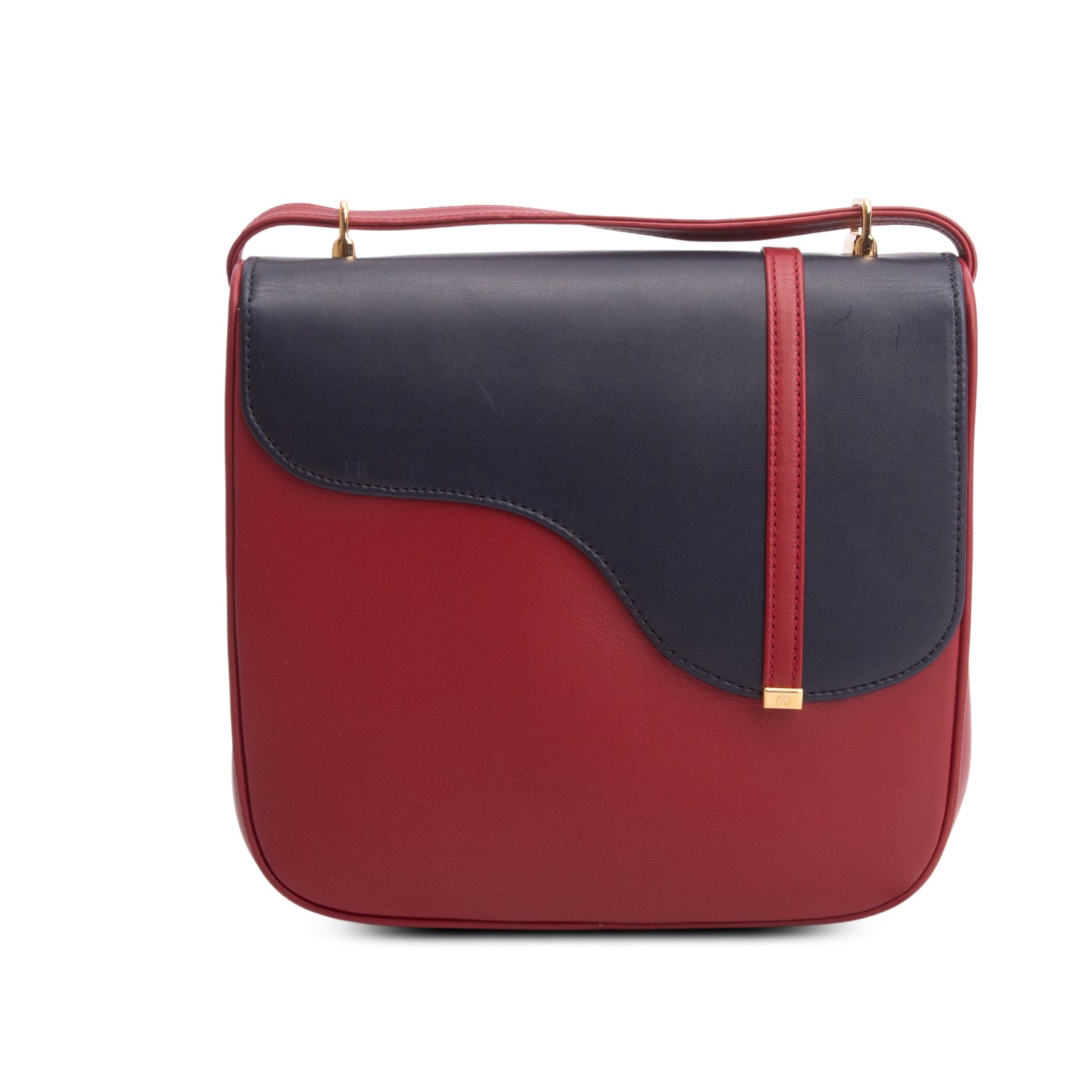 Gucci Navy/Red Calfskin Equestrian Shoulder Bag
