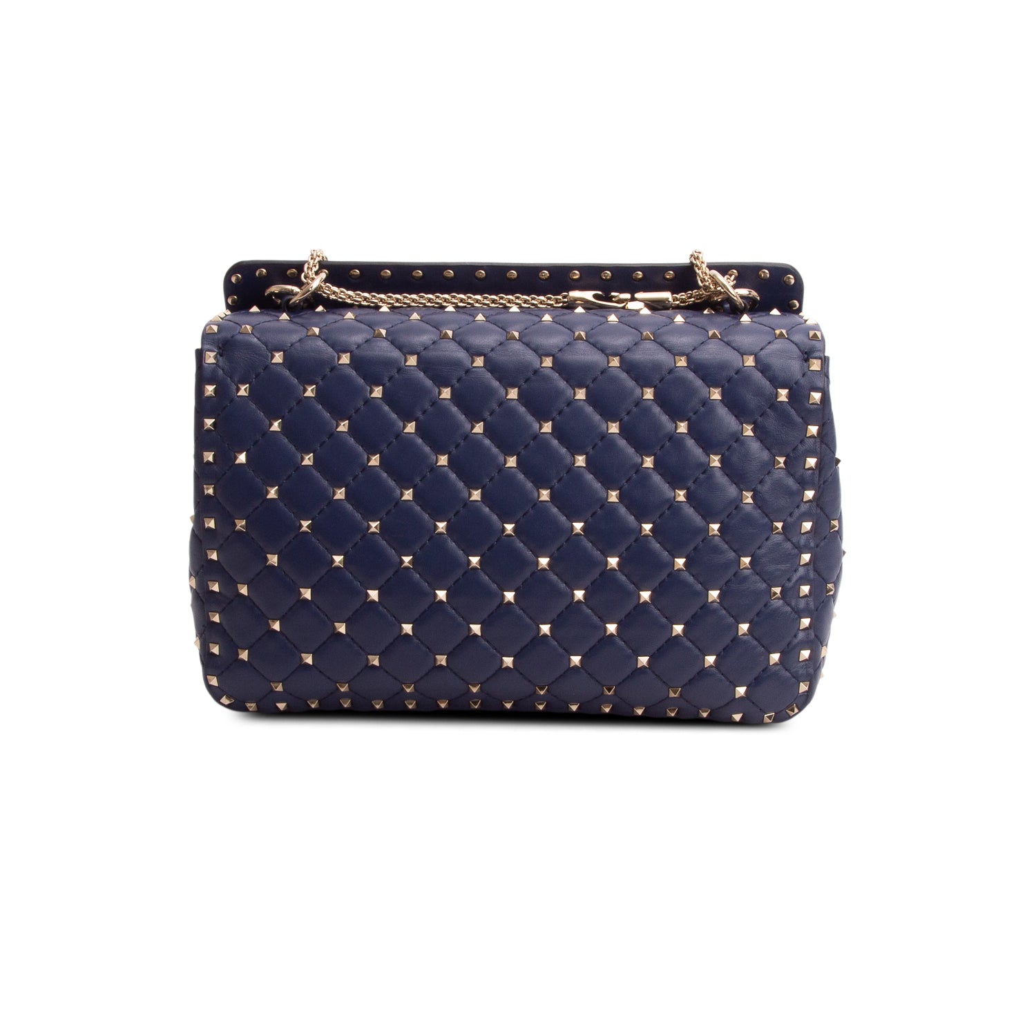 Valentino Blue Nappa Large Rockstud Spike Shoulder Bag