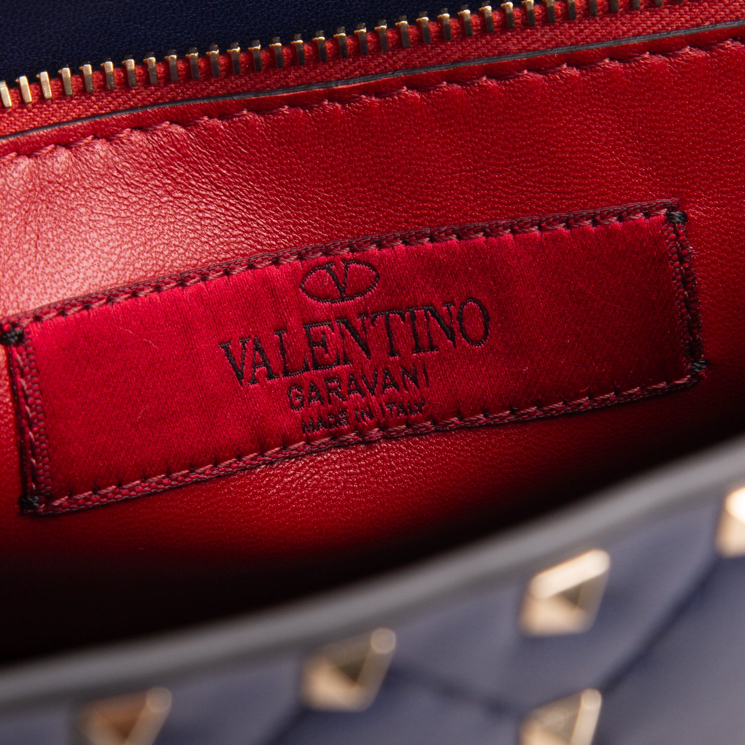 Valentino Blue Nappa Large Rockstud Spike Shoulder Bag