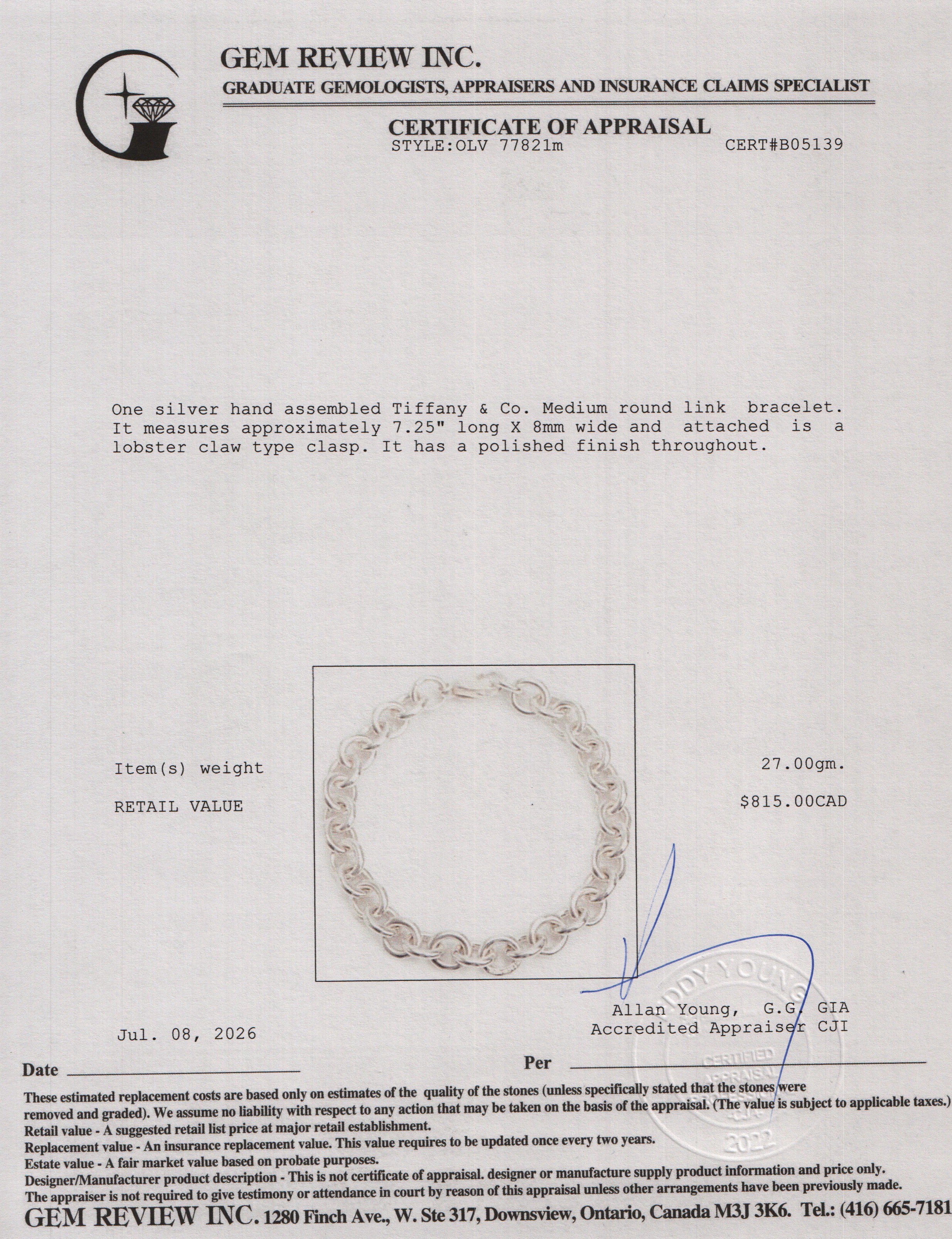 Tiffany & Co. Sterling Silver Medium Round Link Bracelet
