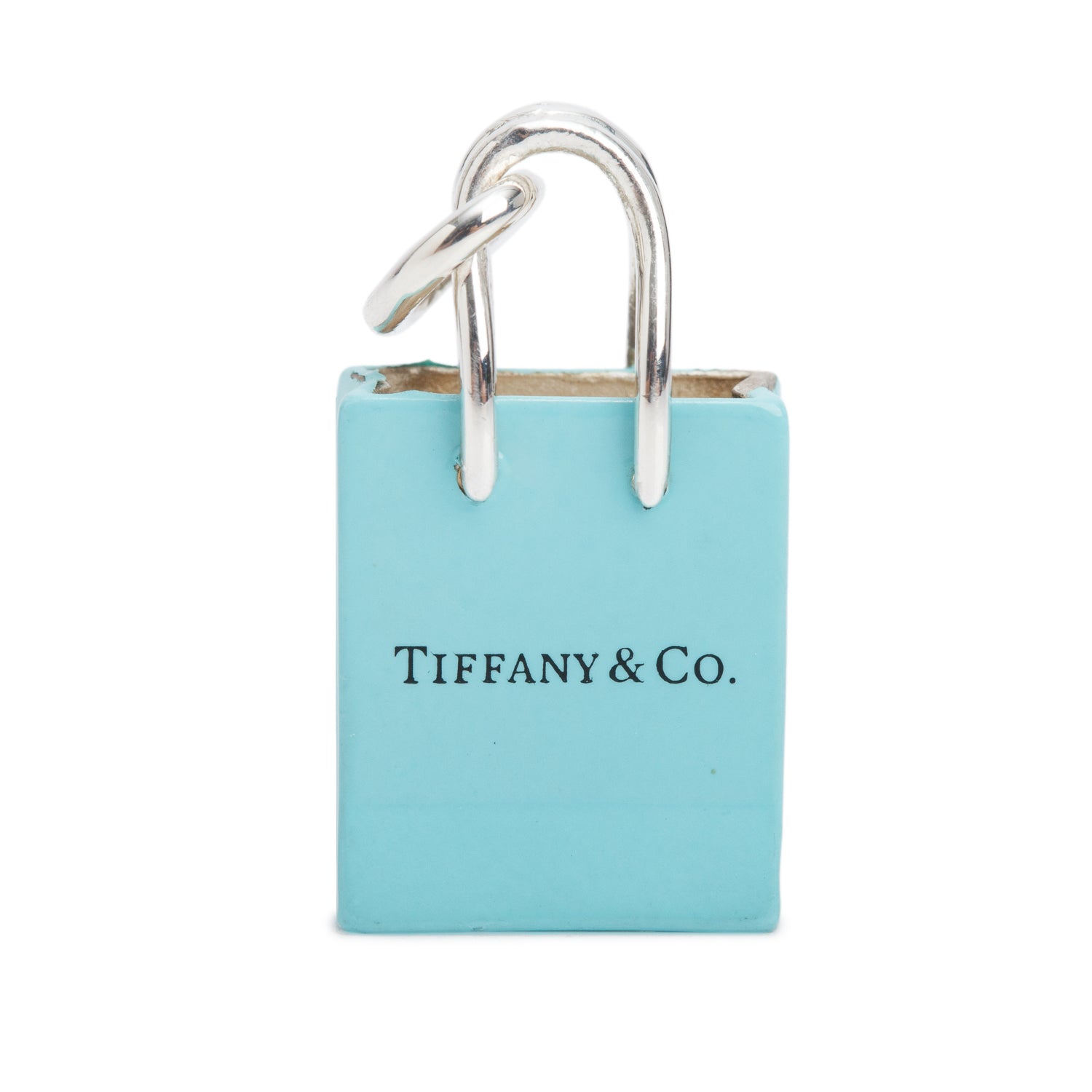 Tiffany & Co. Sterling Silver Blue Enamel Shopping Bag Charm