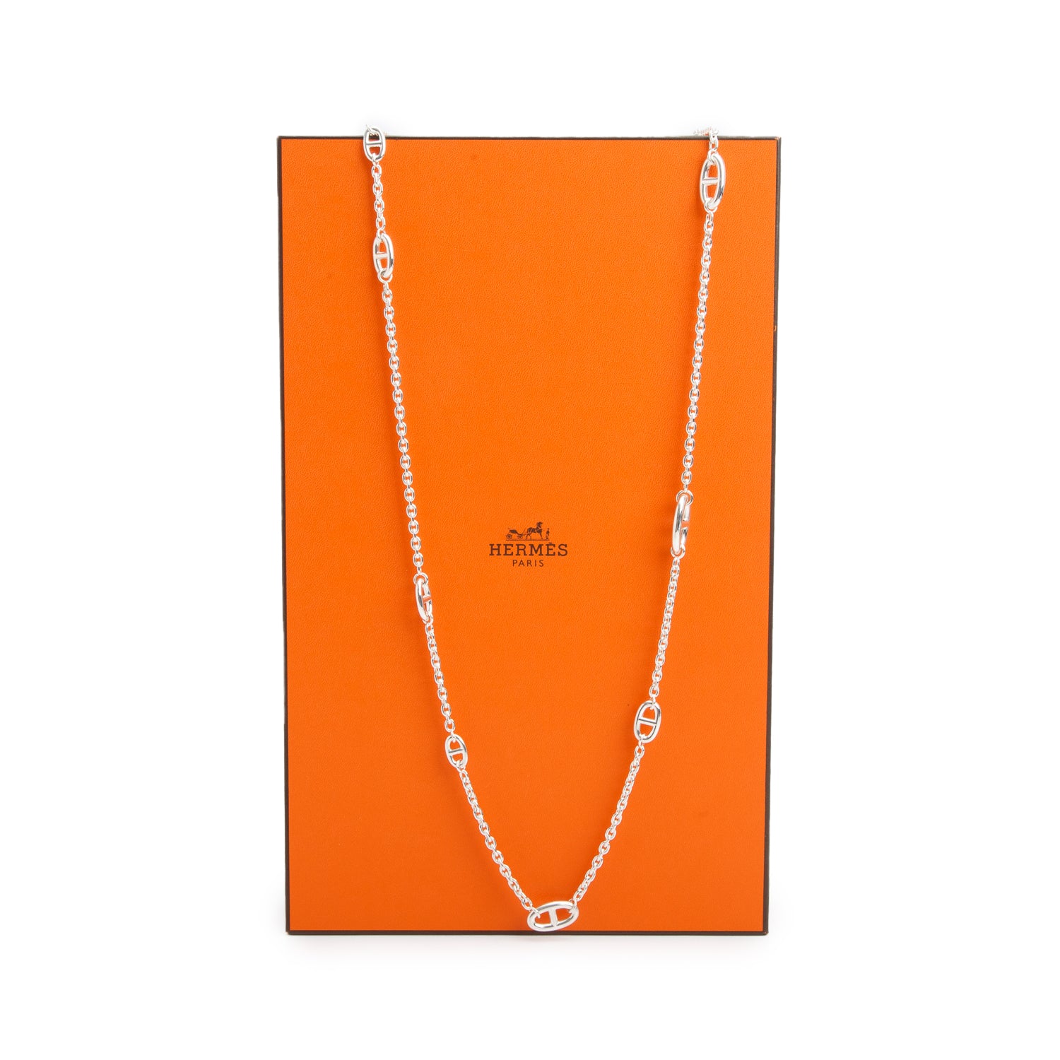 Hermes 2026 Sterling Silver Farandole Long Necklace, 120 cm w/ Box & Certificate
