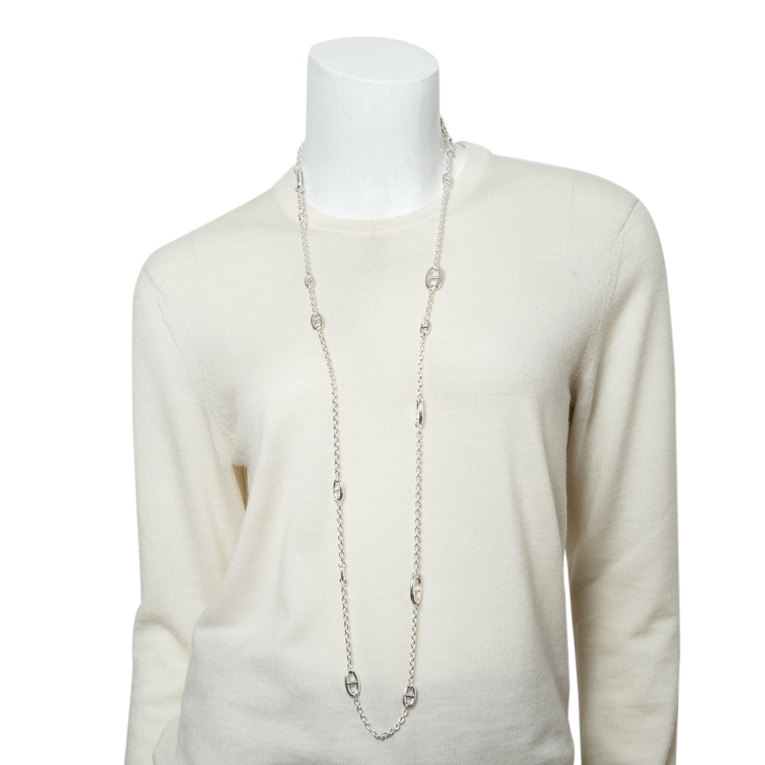 Hermes 2026 Sterling Silver Farandole Long Necklace, 120 cm w/ Box & Certificate