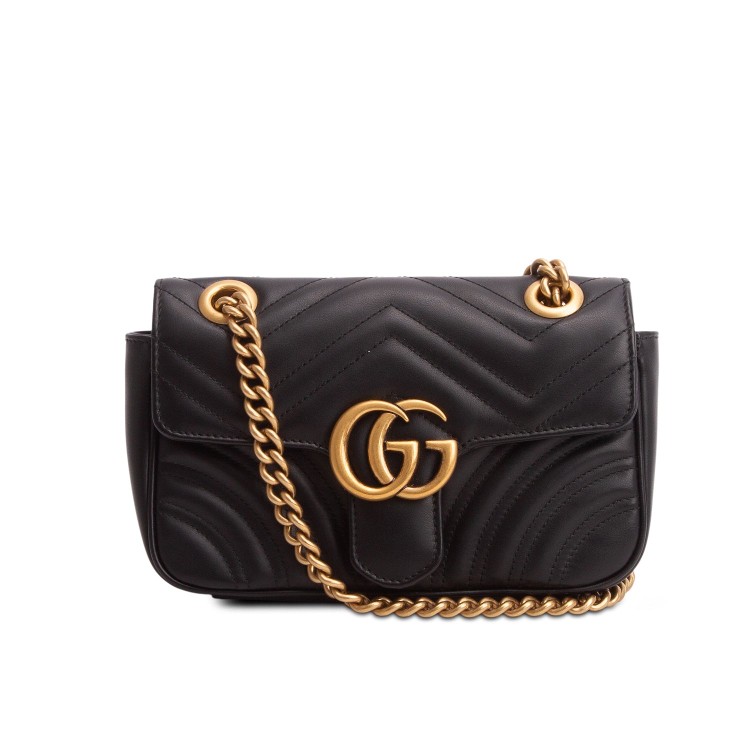 Gucci Black GG Marmont Matelasse Small Shoulder Bag