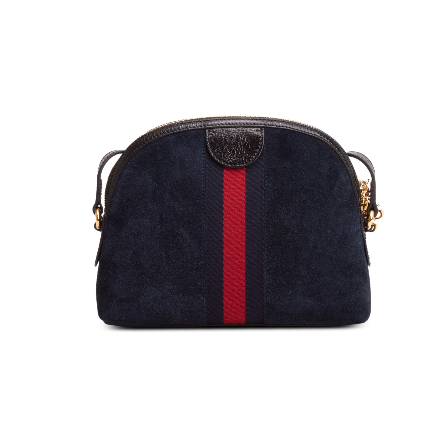Gucci Blue Suede Patent Dragon Embroidered Small Ophidia Dome Shoulder Bag