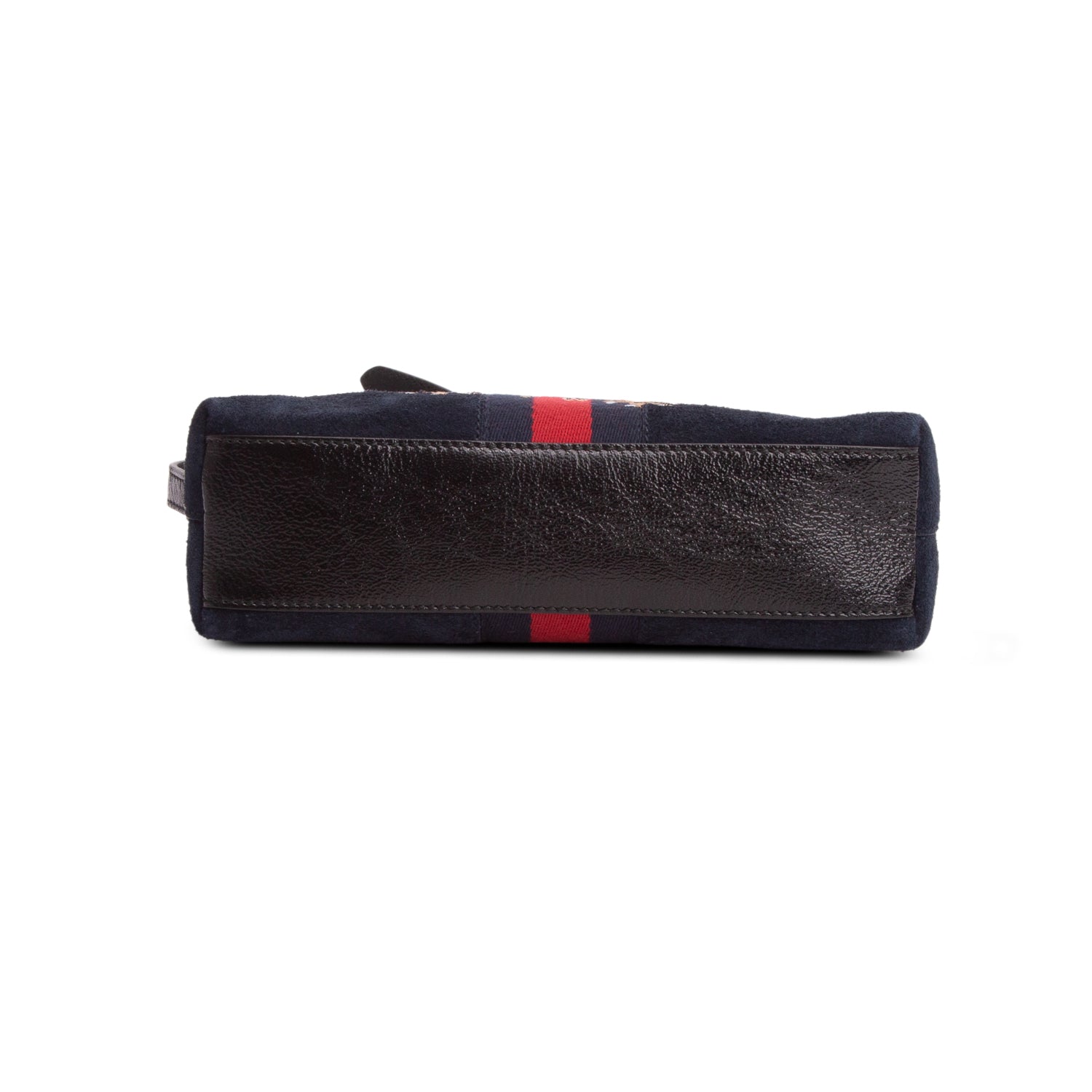 Gucci Blue Suede Patent Dragon Embroidered Small Ophidia Dome Shoulder Bag