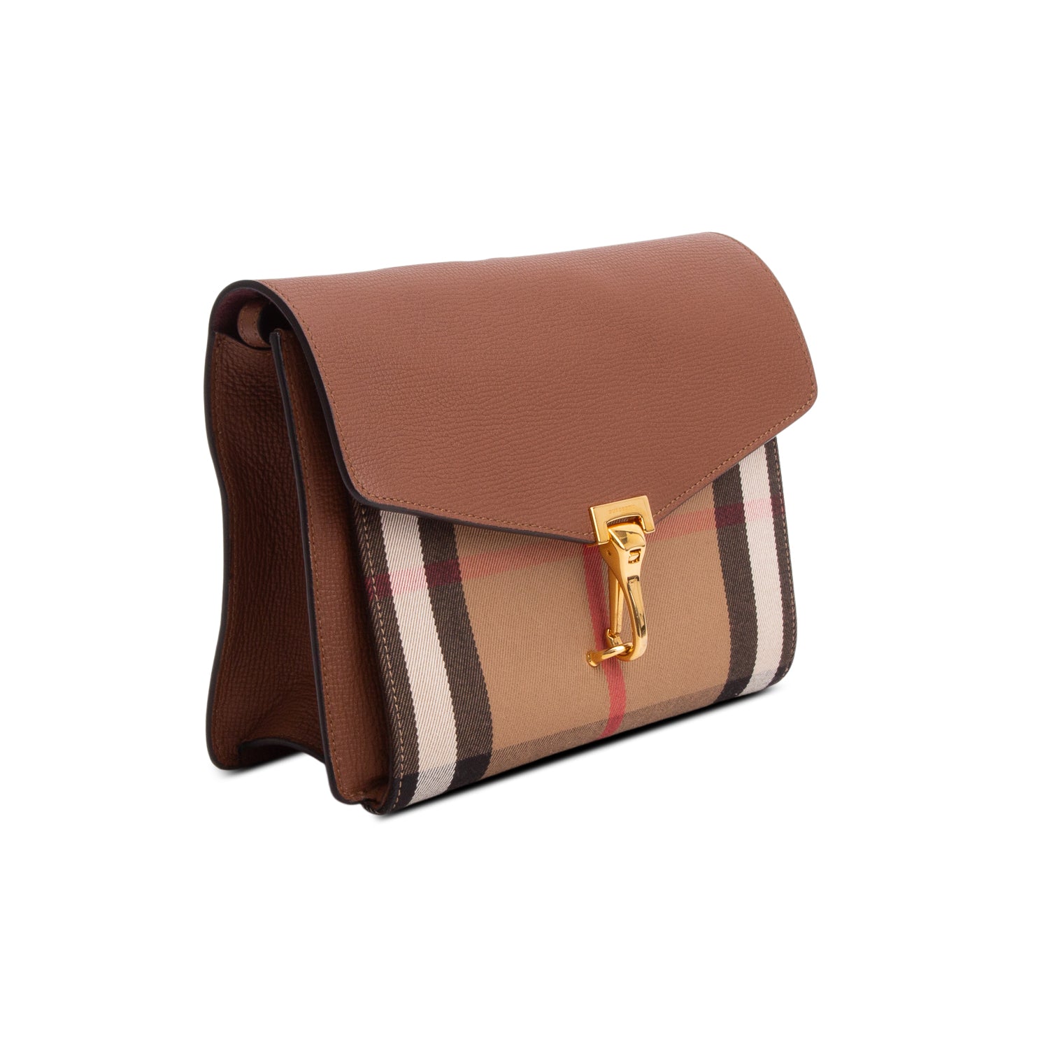 Burberry Brown Derby Calfskin House Check Small Macken Crossbody Bag