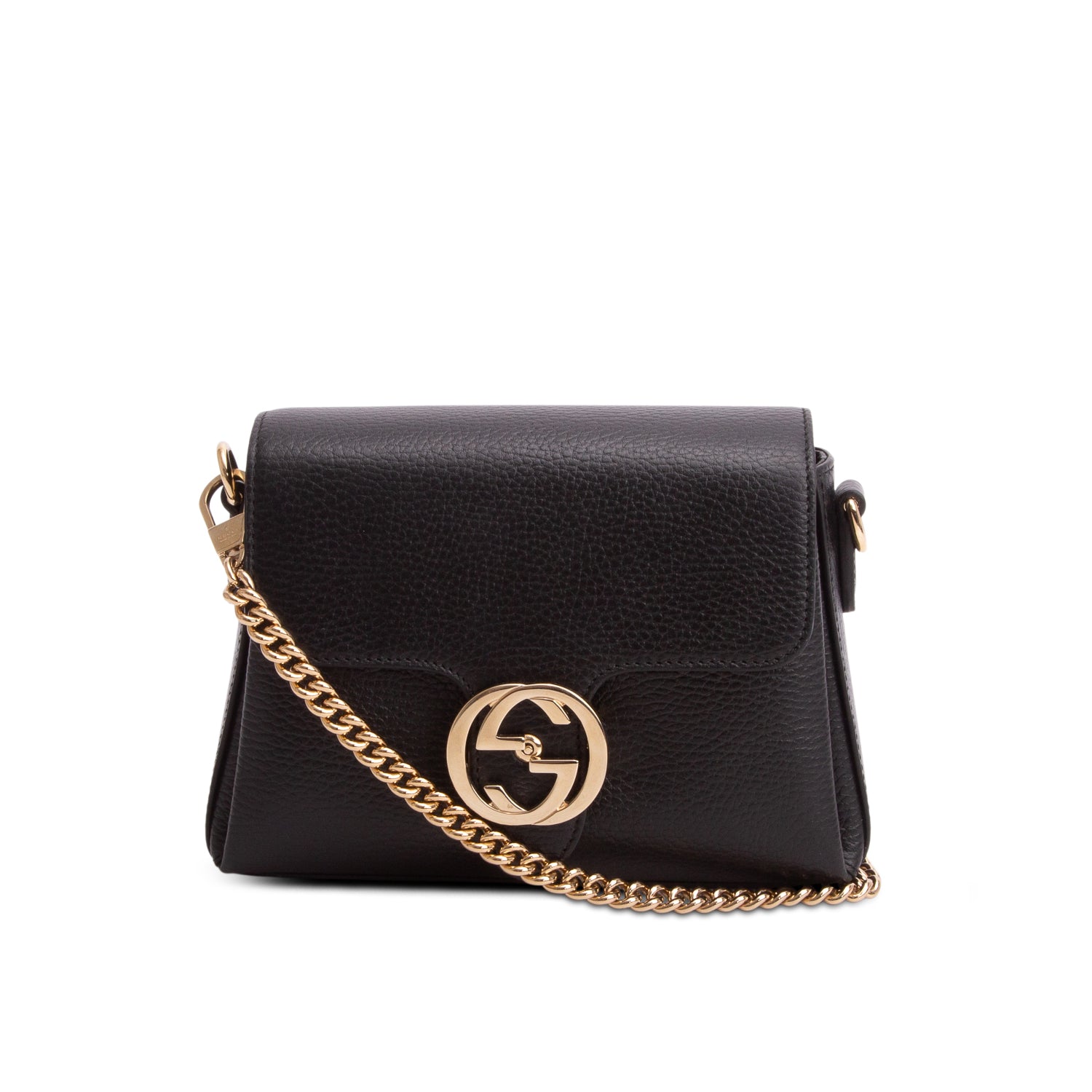 Gucci Black Dollar Calfskin Interlocking G Crossbody Bag