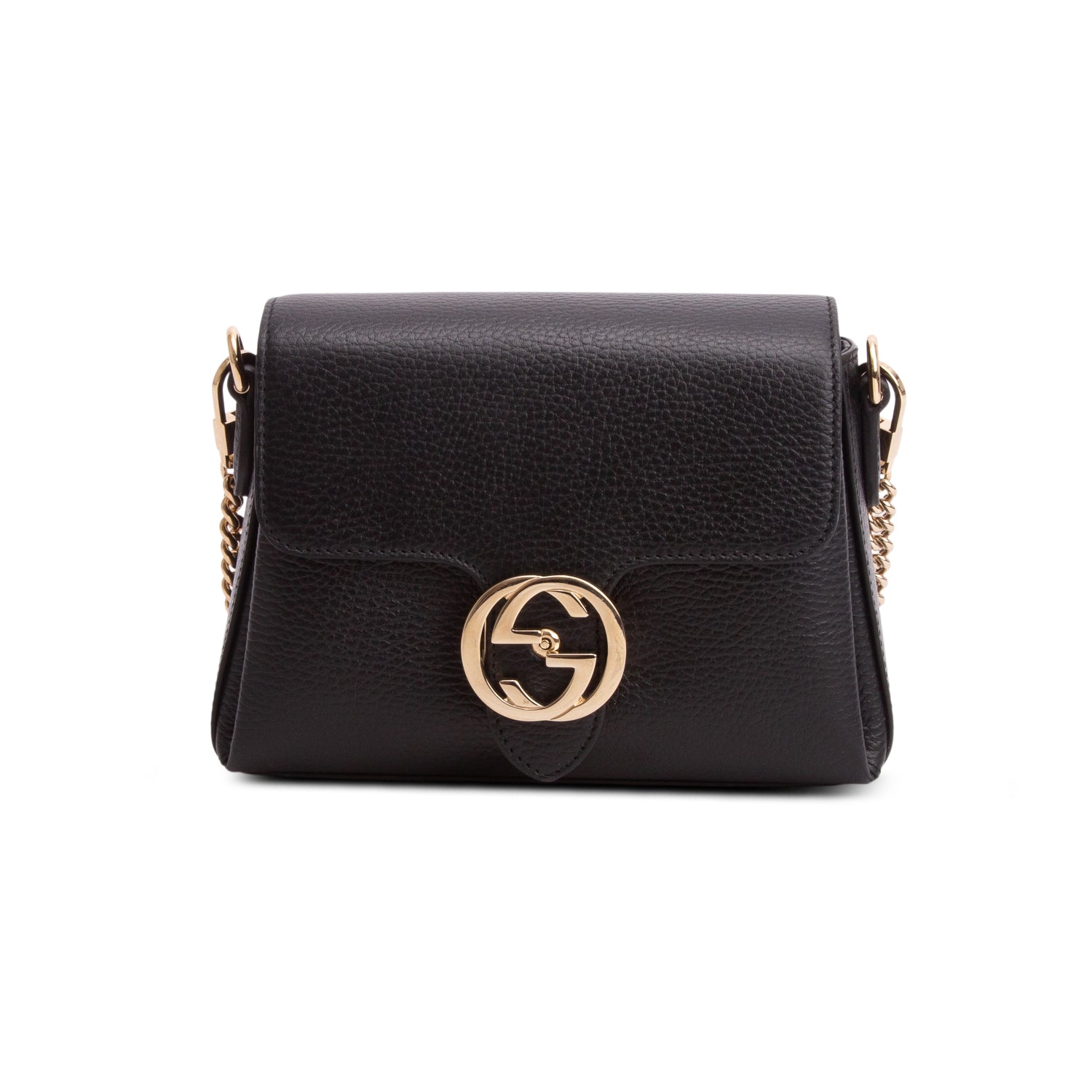 Gucci Black Dollar Calfskin Interlocking G Crossbody Bag
