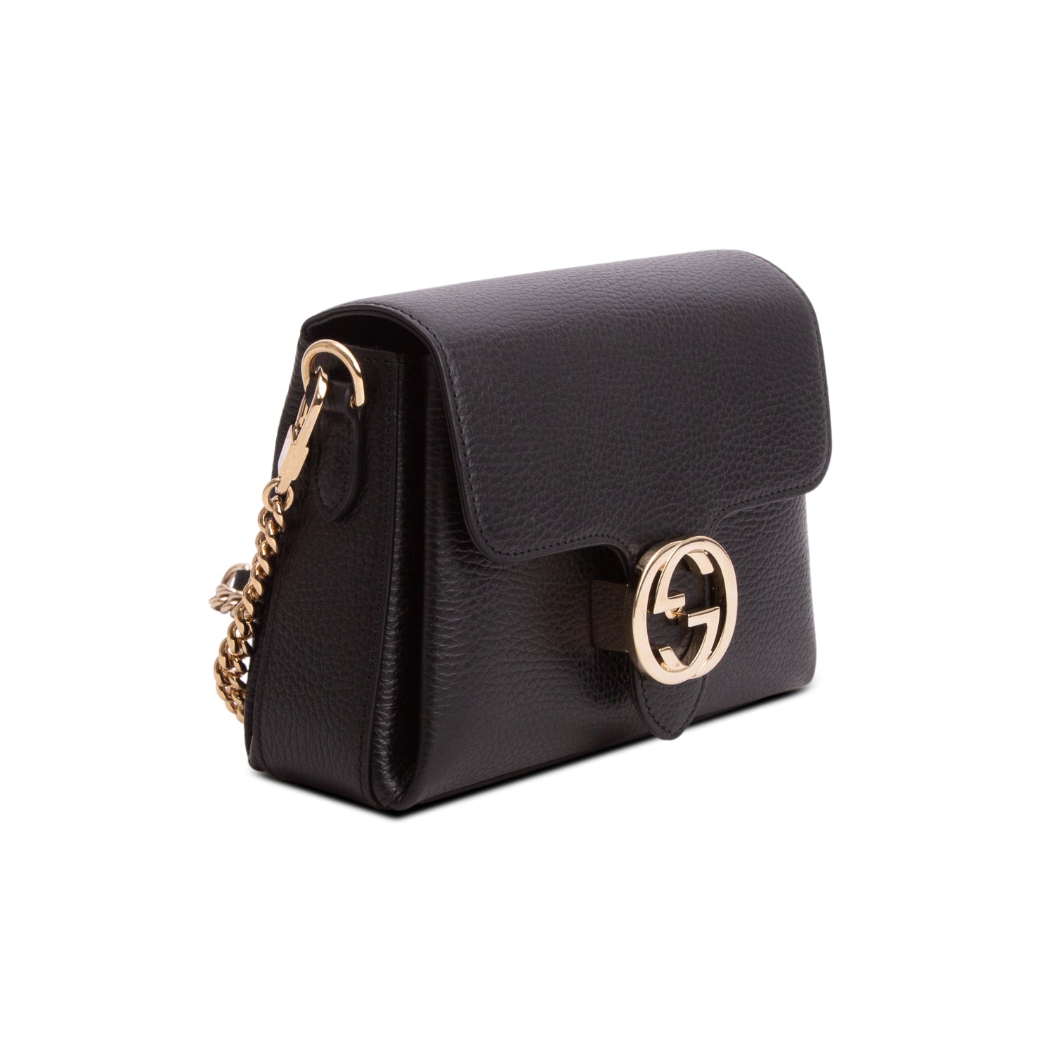 Gucci Black Dollar Calfskin Interlocking G Crossbody Bag