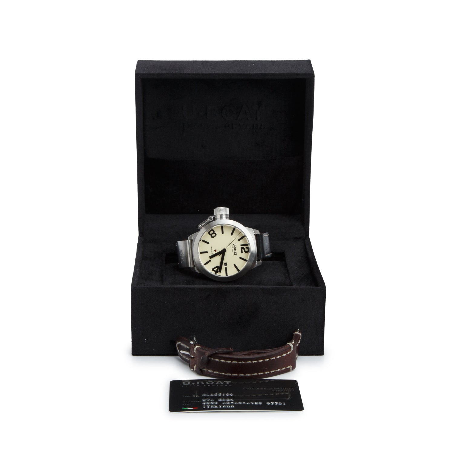 U-Boat Stainless Steel Classico Italo Fontana 45 MM Automatic Watch Creme Dial w/ Box, Papers & Extra Strap