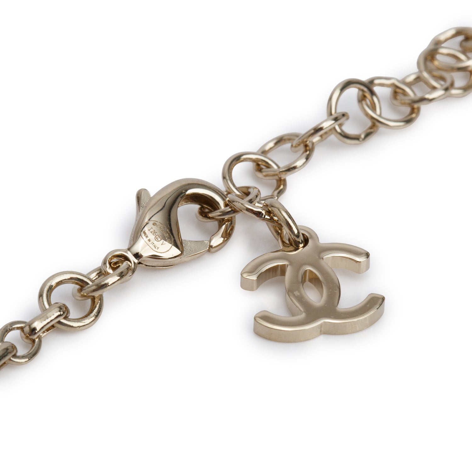 Chanel 2026 Gold-Plated Metal Strass CC Pendant Necklace w/ Box & Receipt