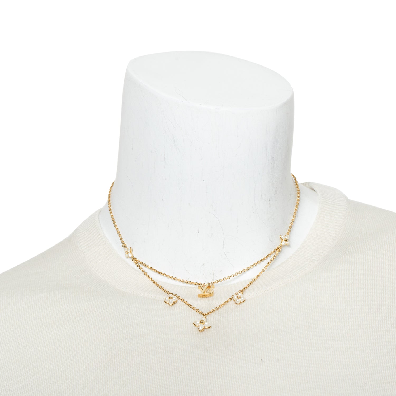 Louis Vuitton 2023 Gold Plated LV Floragram Necklace w/ Box