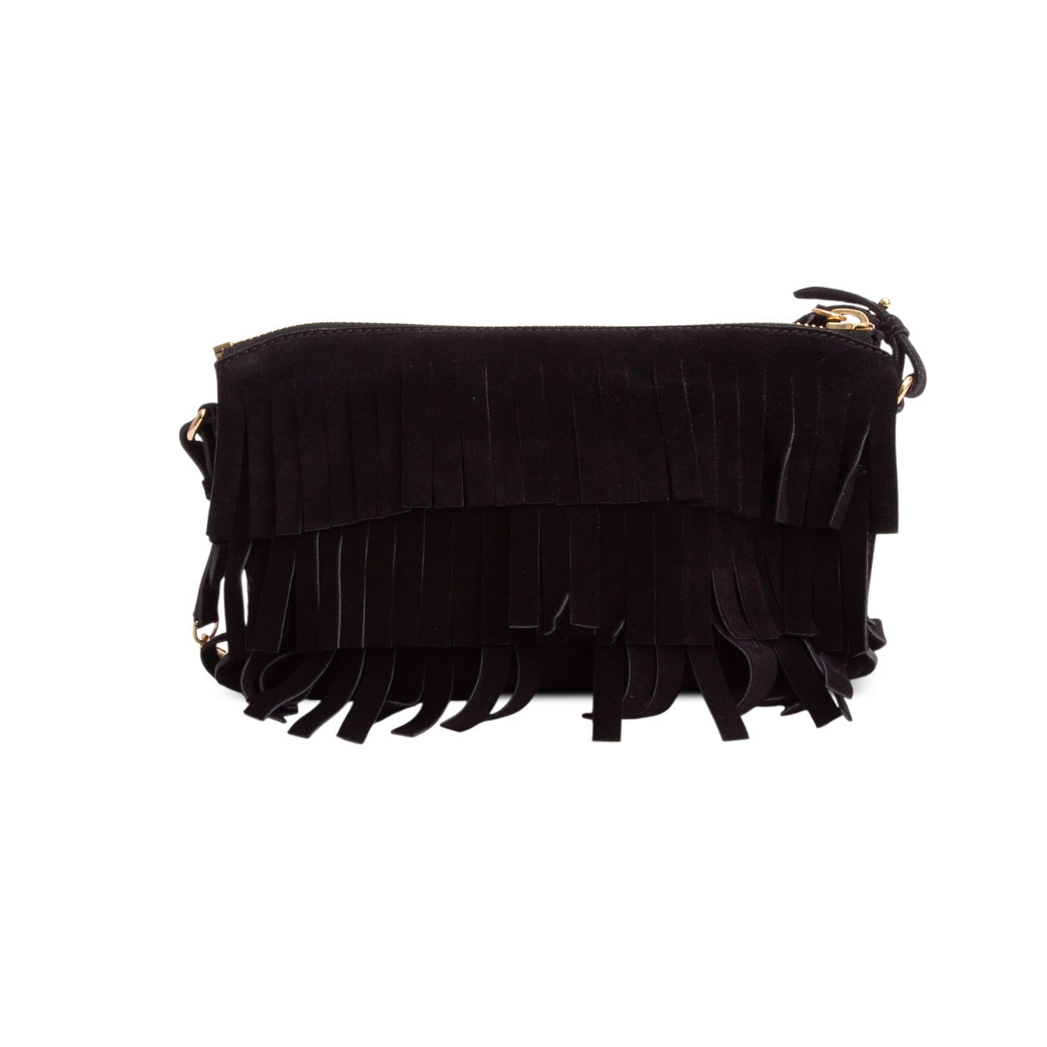 Burberry Black Suede Peyton Fringe Crossbody Bag