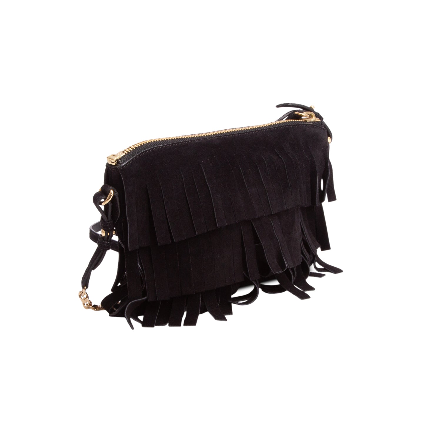 Burberry Black Suede Peyton Fringe Crossbody Bag