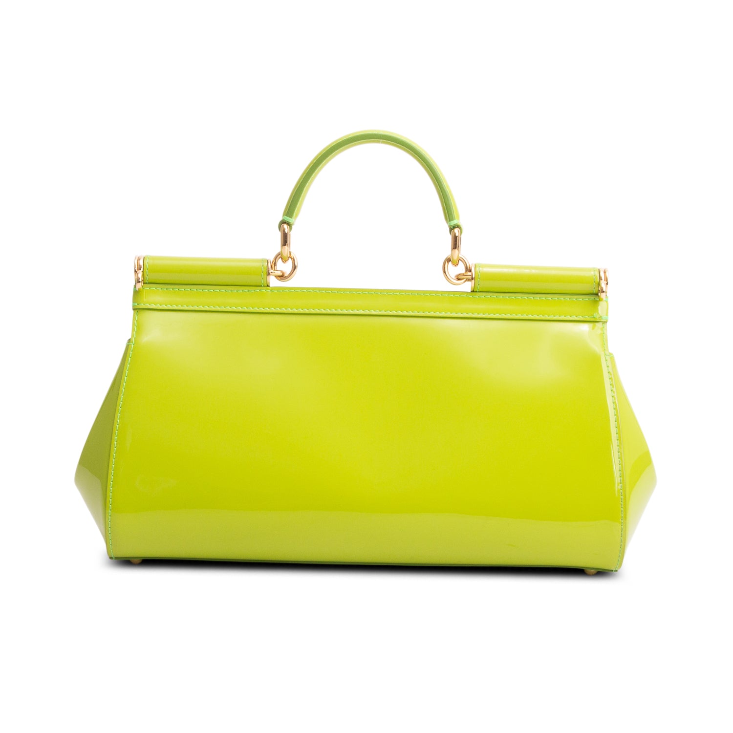Dolce & Gabbana Green Patent Leather Medium Sicily w/ Authenticity Card & Strap