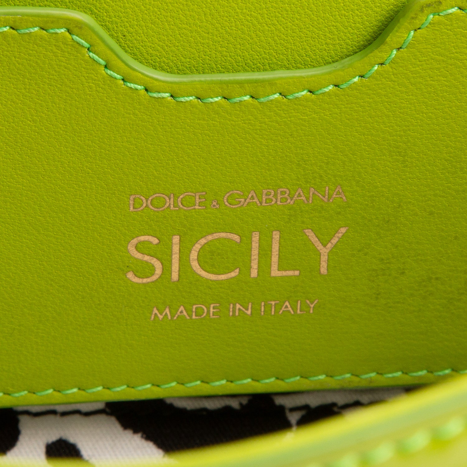 Dolce & Gabbana Green Patent Leather Medium Sicily w/ Authenticity Card & Strap
