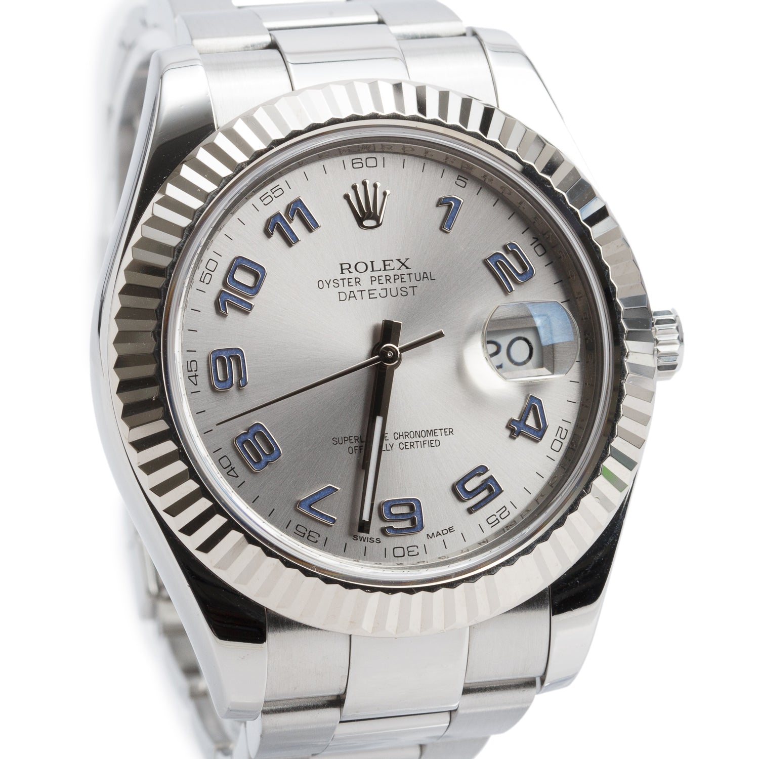 Rolex Stainless Steel Datejust II 41 MM Automatic Watch Arabic Silver Dial 116334