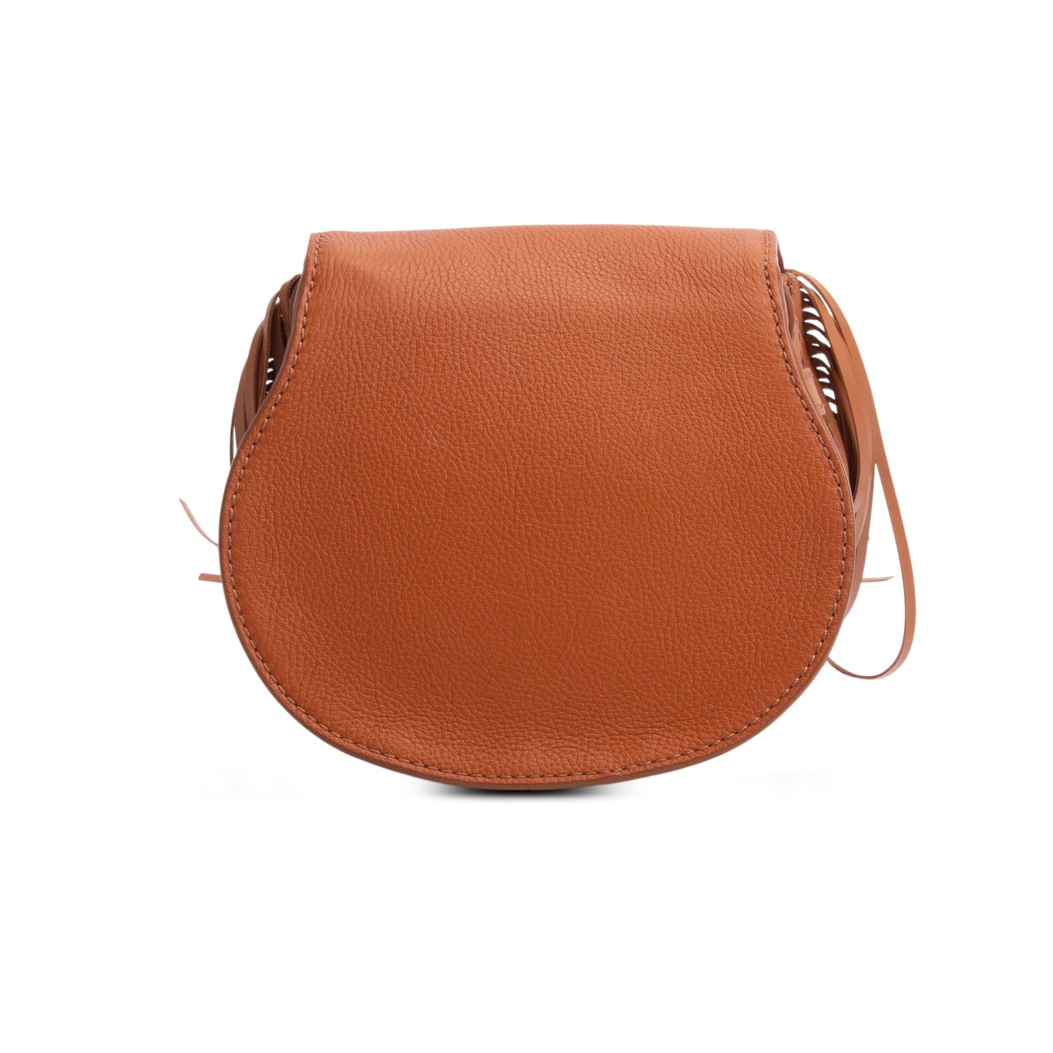 Chloe Brown Calfskin Leather Small Marcie Fringe Crossbody Bag