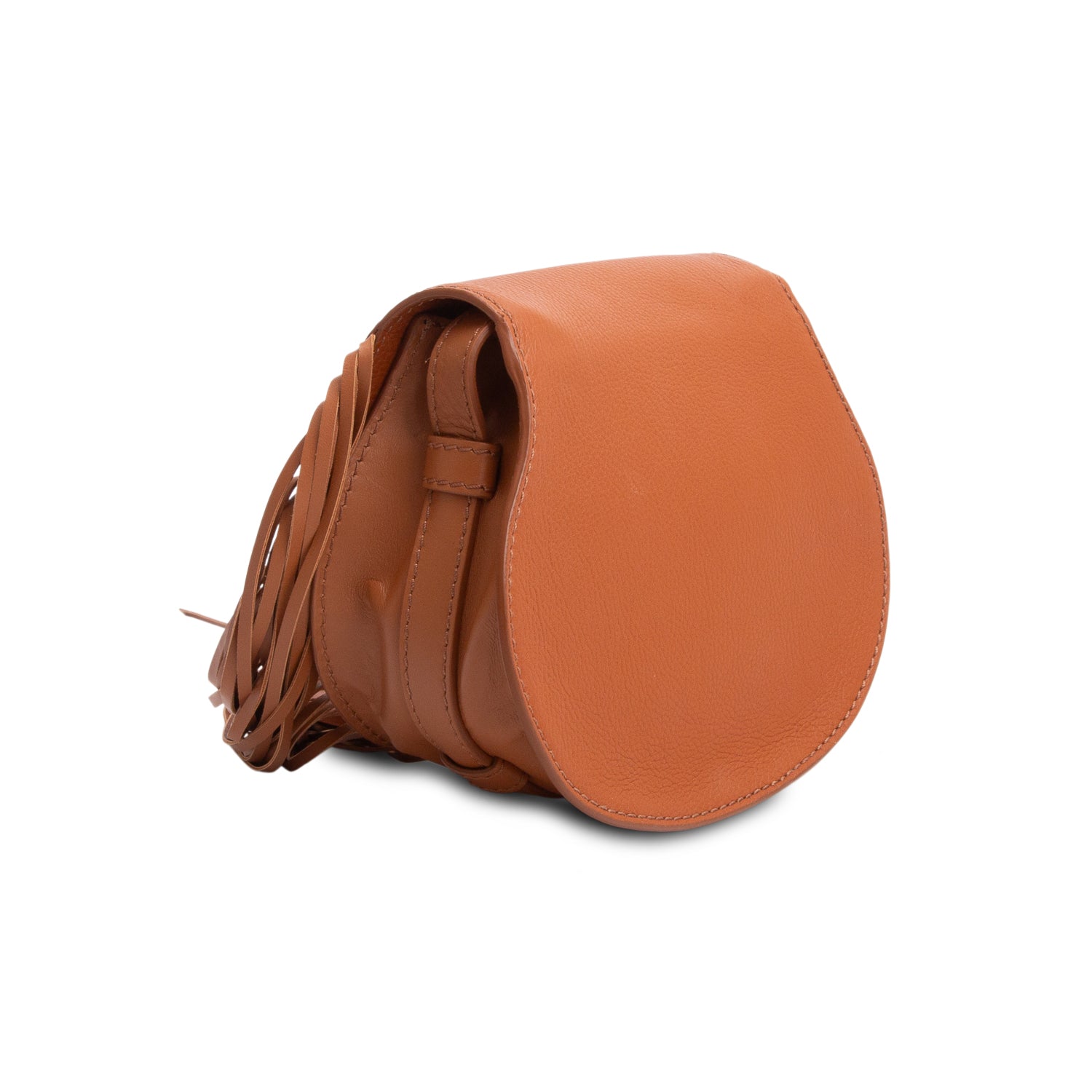 Chloe Brown Calfskin Leather Small Marcie Fringe Crossbody Bag