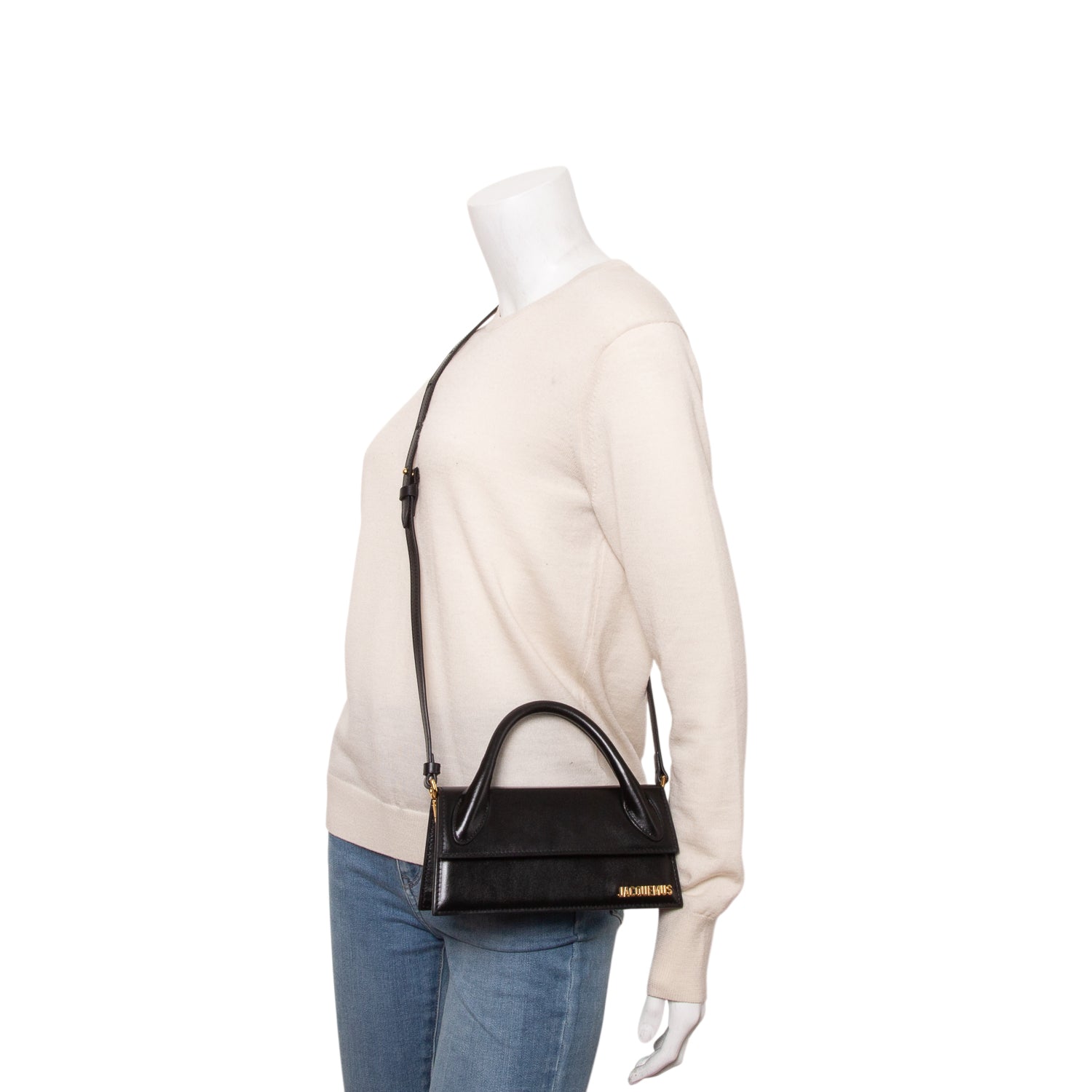 Jacquemus Black Leather Le Chiquito Long Handle Bag w/ Strap