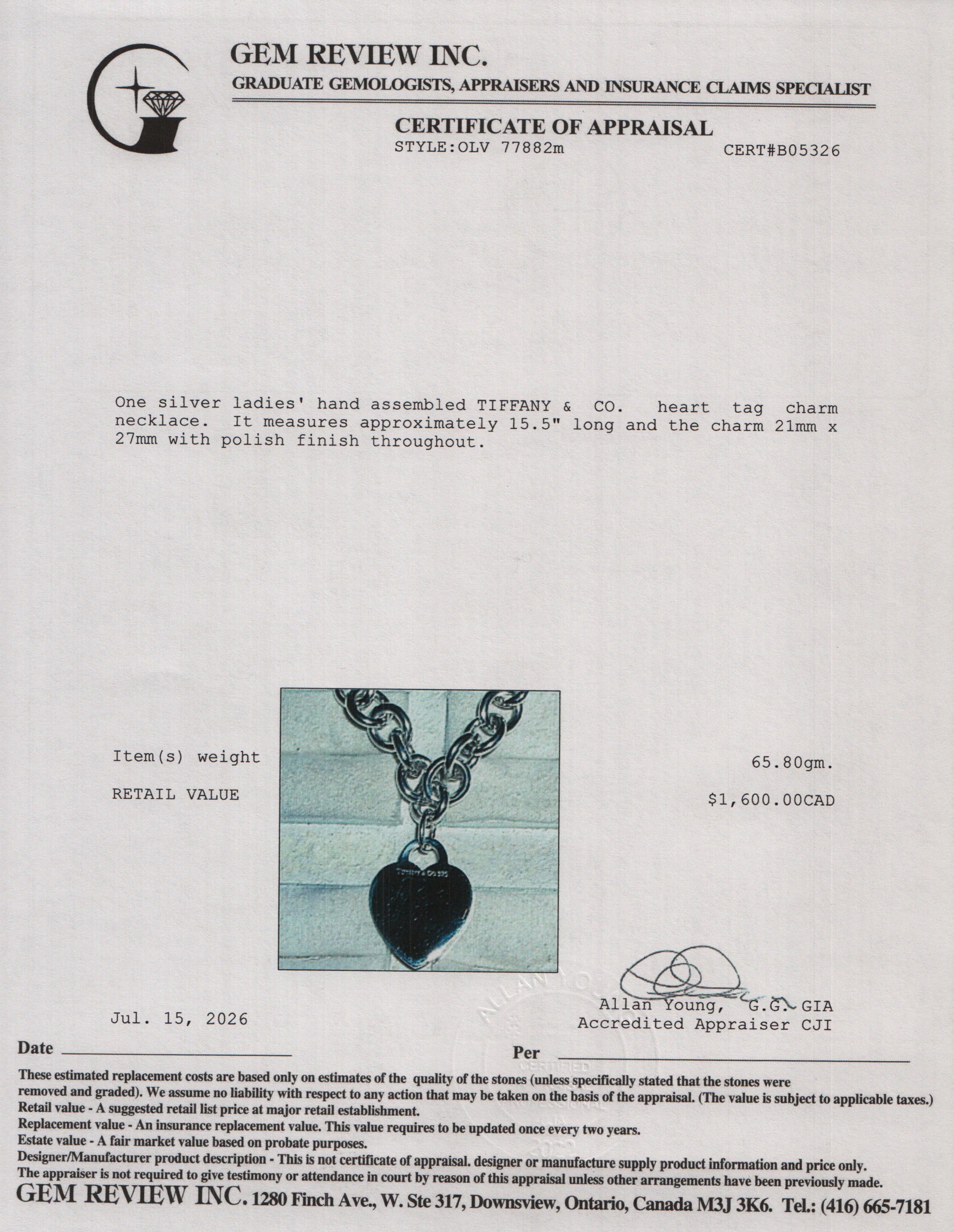 Tiffany & Co. Sterling Silver Heart Tag Chain Link Necklace