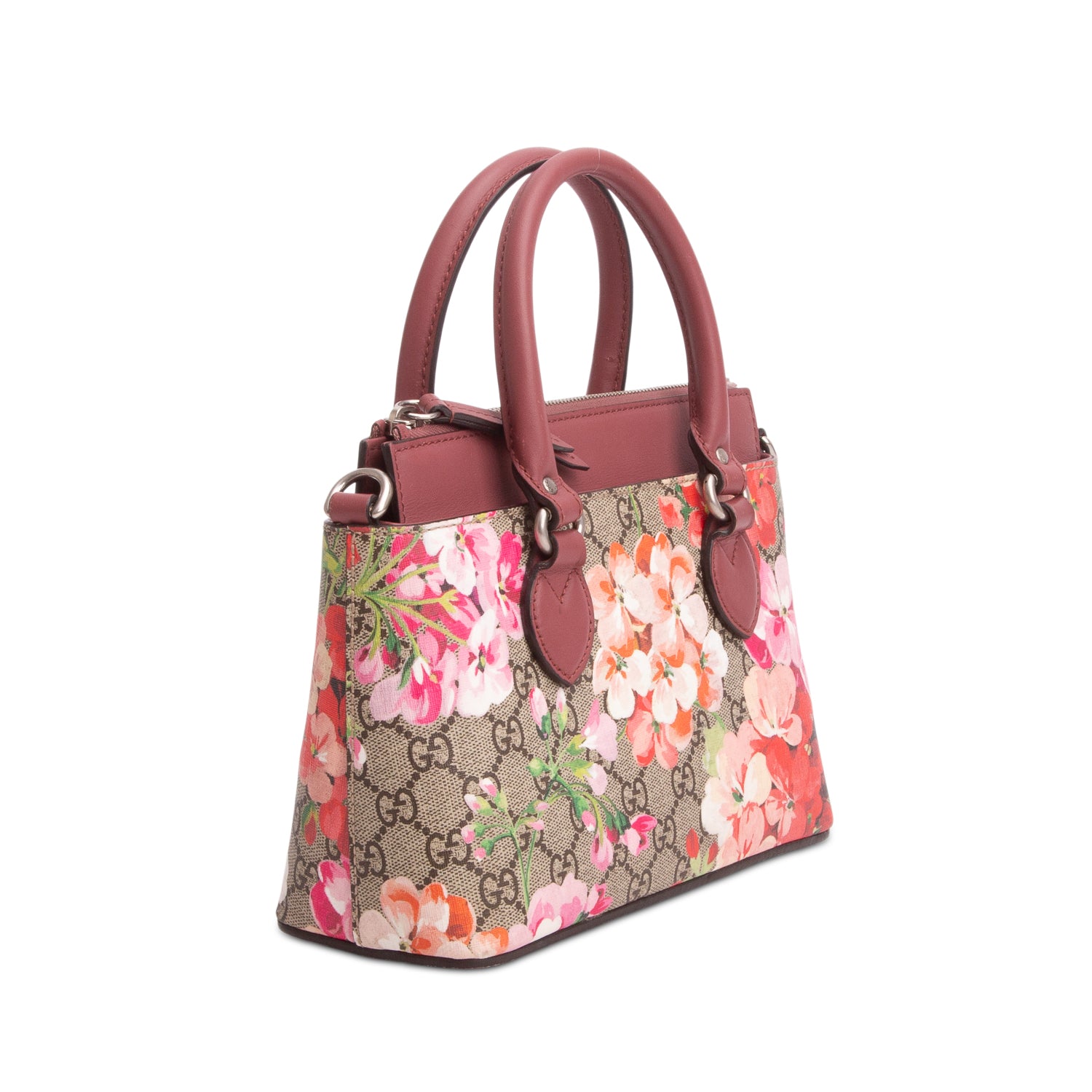 Gucci GG Supreme Blooms Small Top Handle Bag w/ Strap