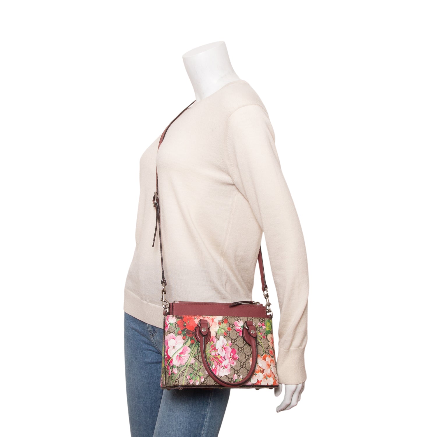 Gucci GG Supreme Blooms Small Top Handle Bag w/ Strap