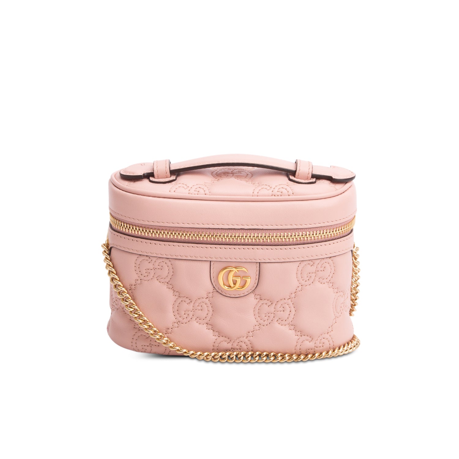 Gucci Pink Calfskin GG Matelasse Mini Top Handle Bag