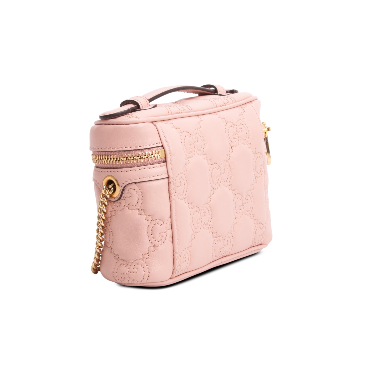 Gucci Pink Calfskin GG Matelasse Mini Top Handle Bag
