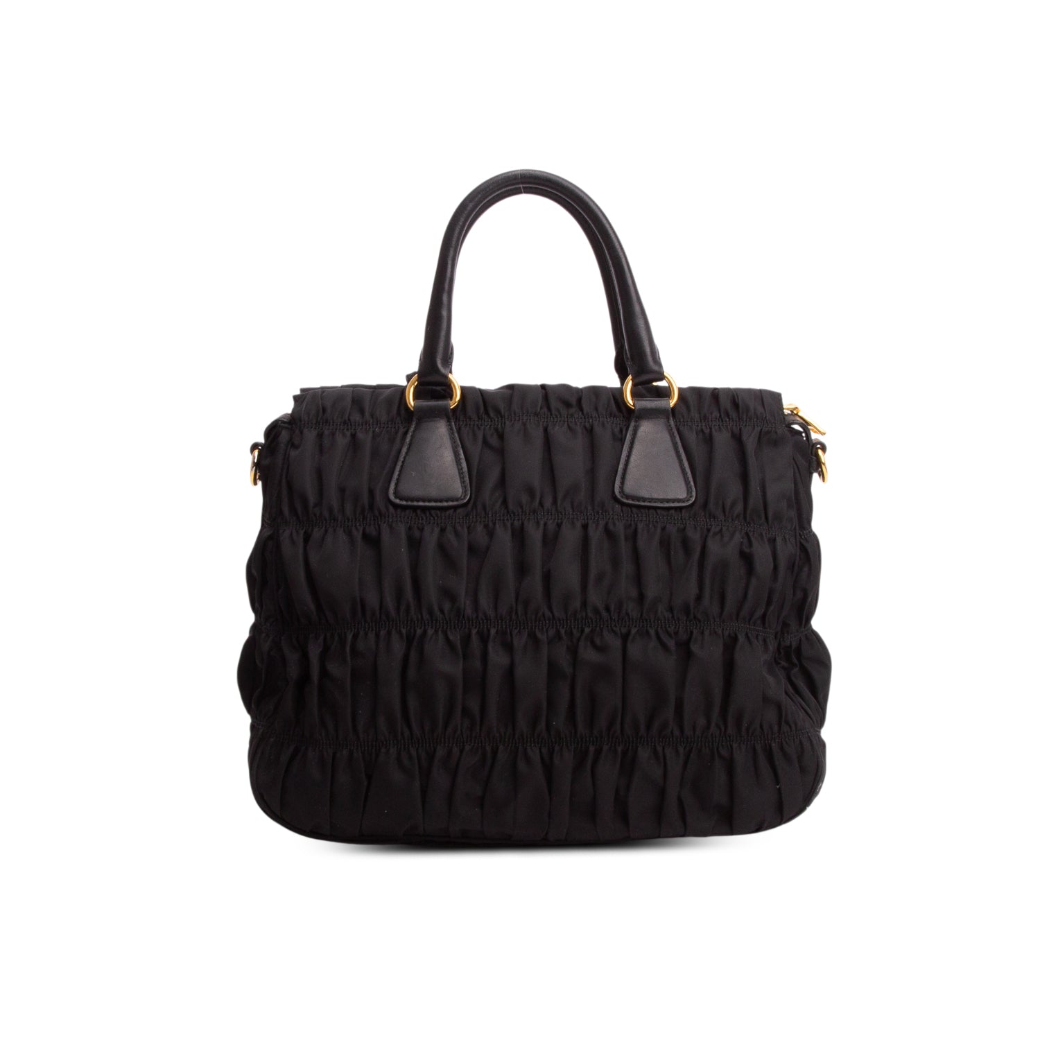 Prada Black Tessuto Nylon Gaufre Tote w/ Strap & Authenticity Card