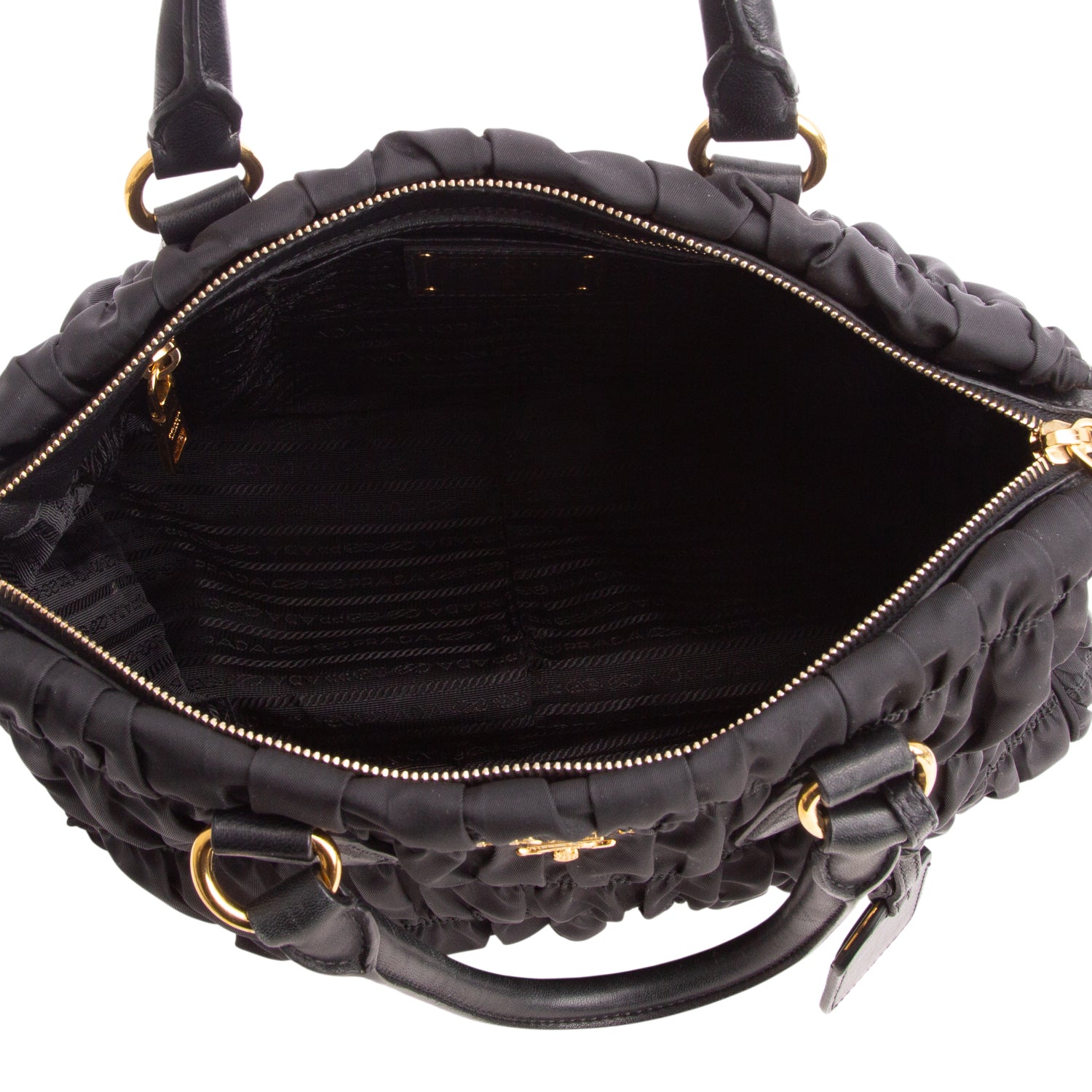 Prada Black Tessuto Nylon Gaufre Tote w/ Strap & Authenticity Card