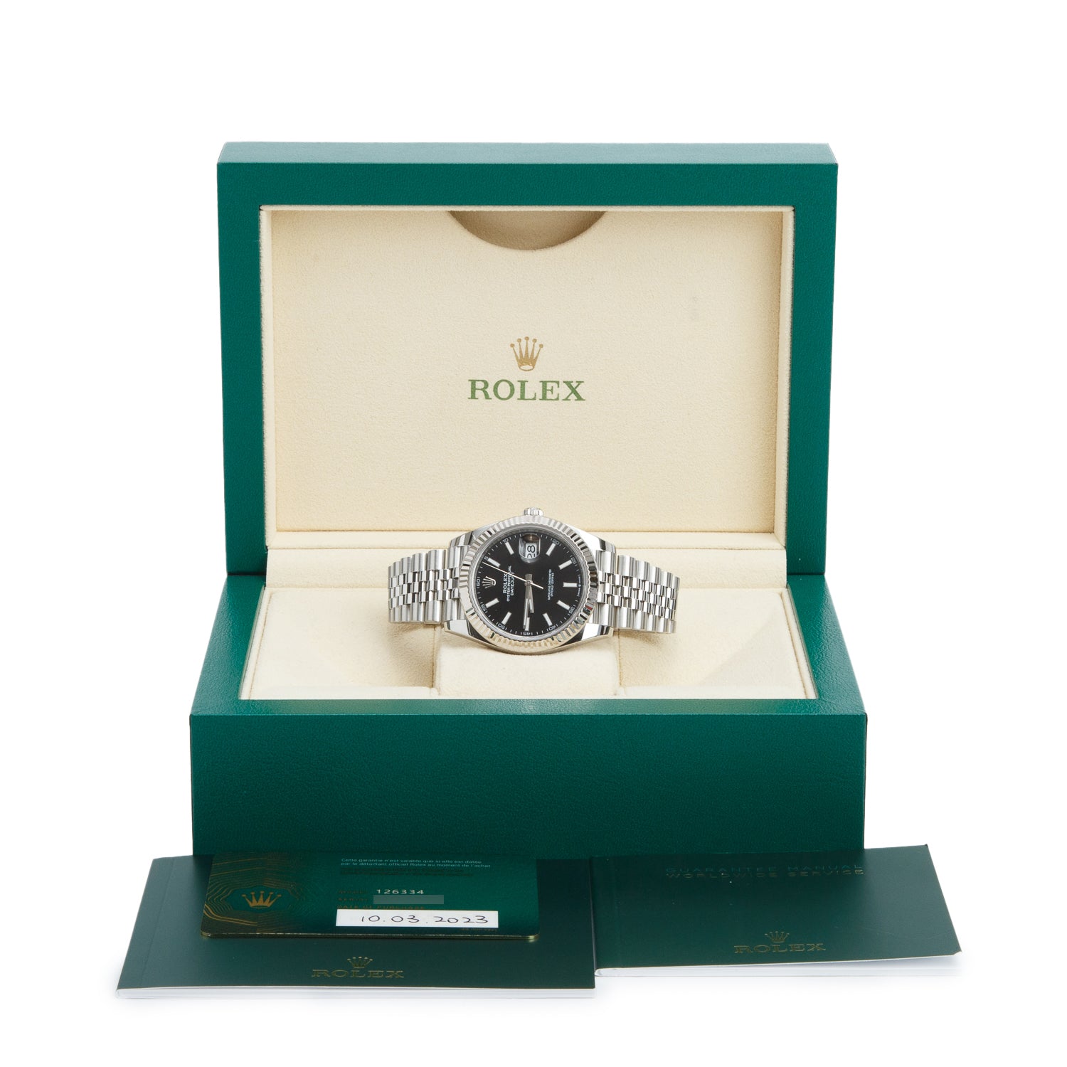 Rolex 2023 Stainless Steel Oyster Perpetual Datejust 41 MM Watch Black Dial 126334 w/ Box & Papers