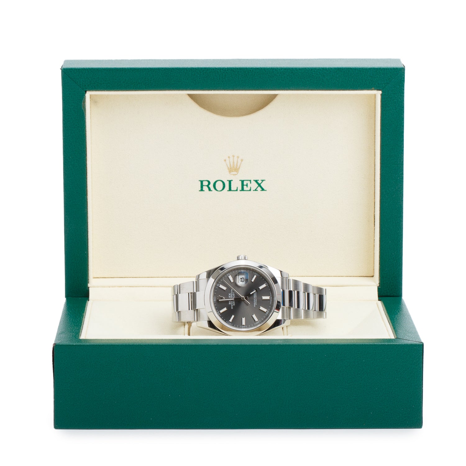 Rolex Stainless Steel Datejust 41 MM Slate Grey Dial Automatic Watch 126300 w/ Box