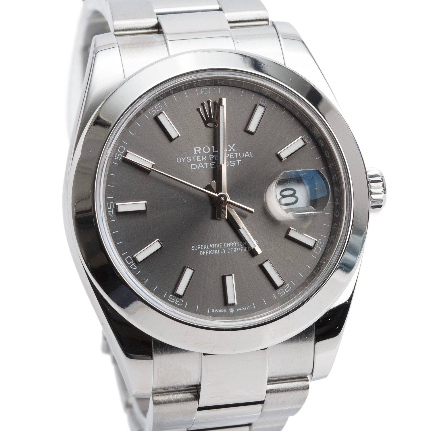 Rolex Stainless Steel Datejust 41 MM Slate Grey Dial Automatic Watch 126300 w/ Box