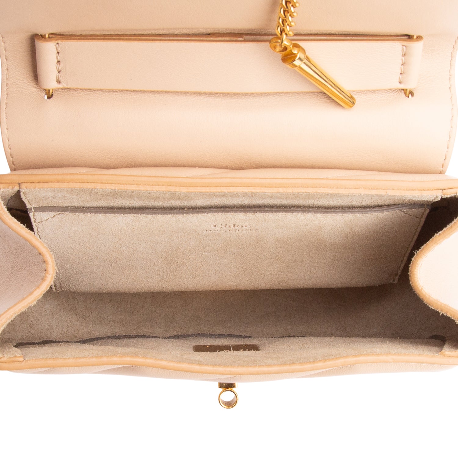 Chloe Beige Calfskin Quilted Mini Drew Bijou Shoulder Bag w/ Strap