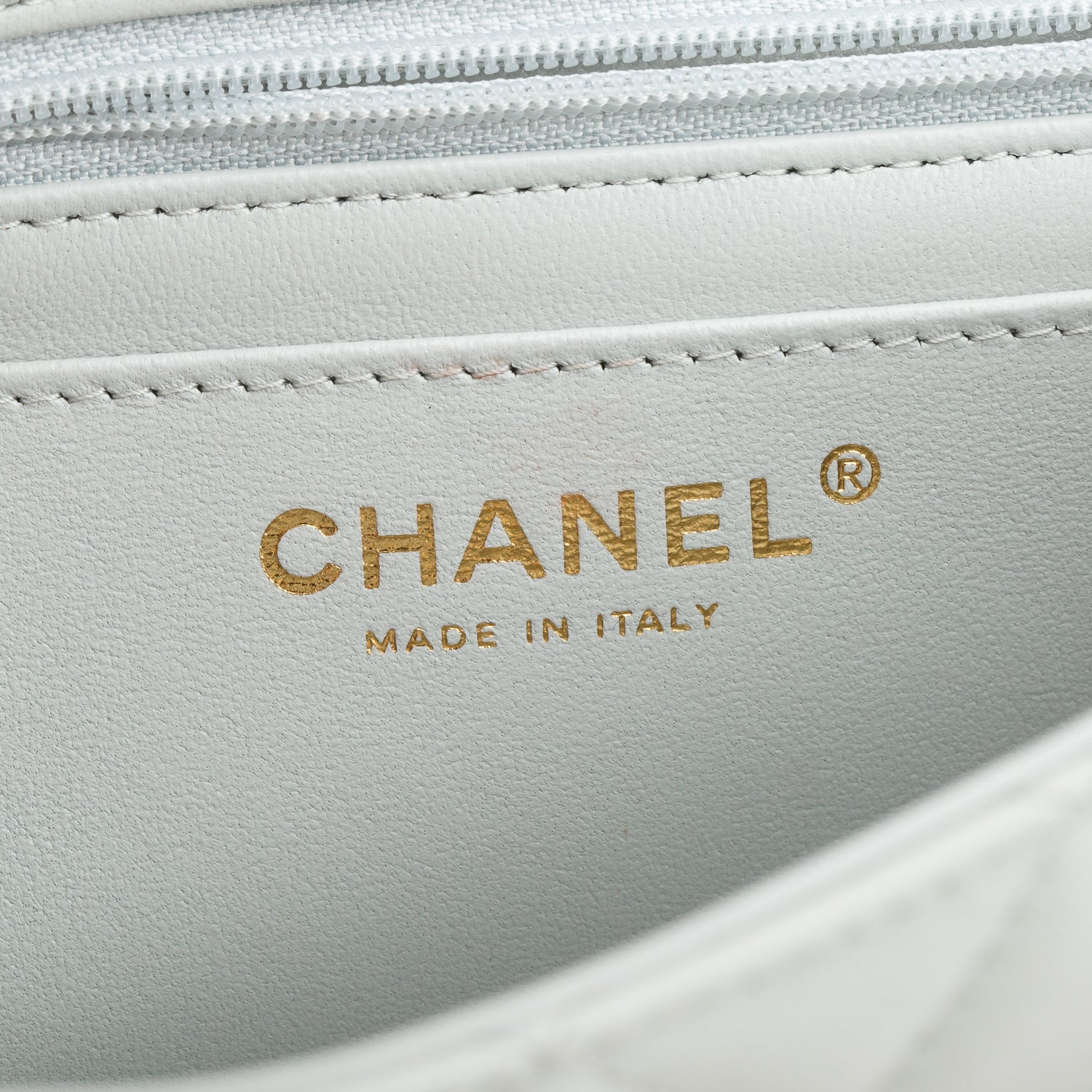 Chanel 2023 Light Grey Lambskin Quilted Leather Mini Rectangular Flap Bag w/ Box & Receipt