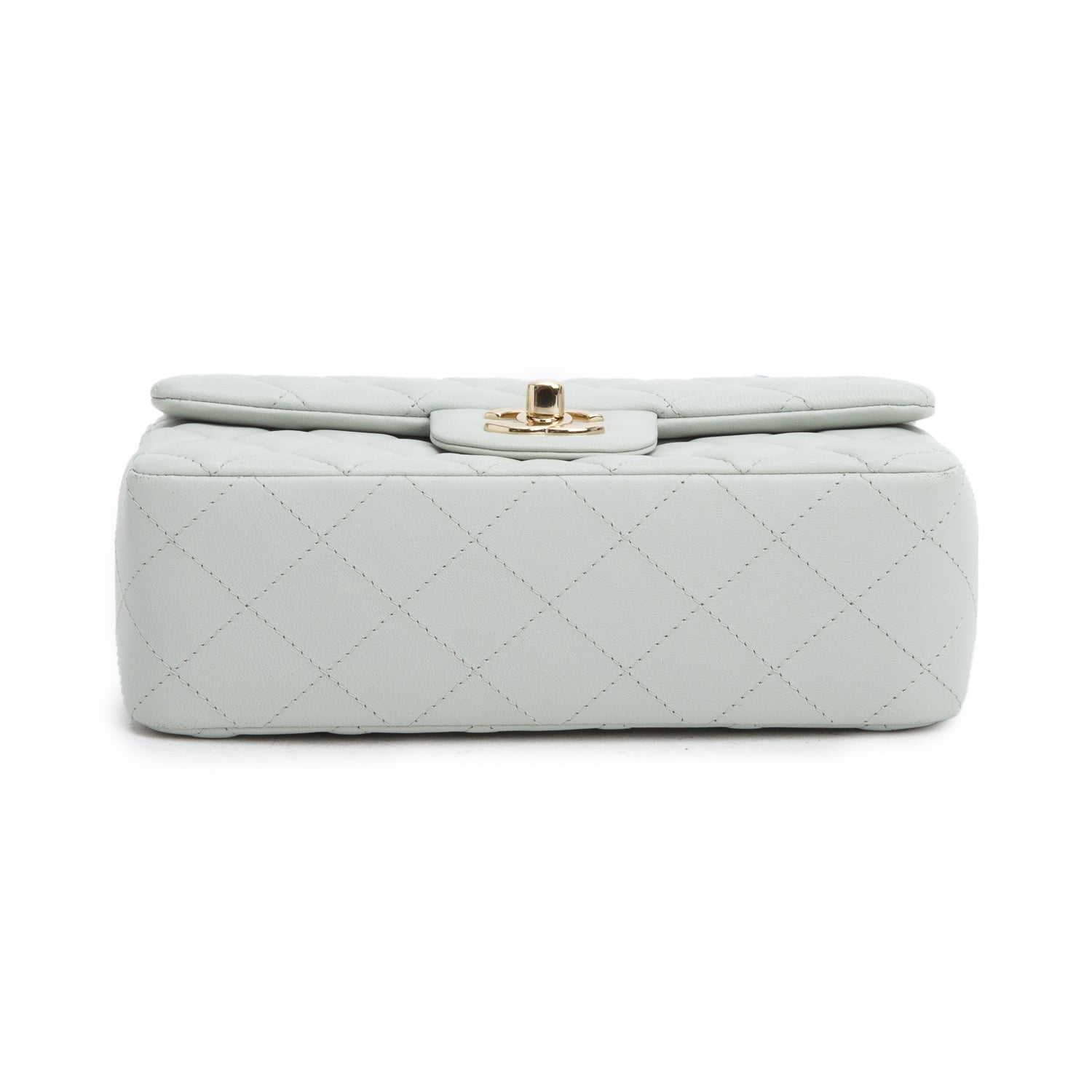 Chanel 2023 Light Grey Lambskin Quilted Leather Mini Rectangular Flap Bag w/ Box & Receipt