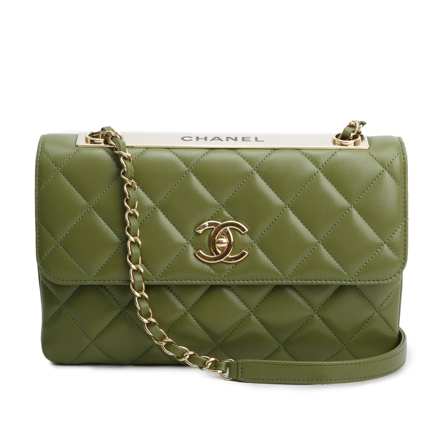 Chanel Green Lambskin Quilted Medium Trendy CC Flap w/ Box & Authenticity Card