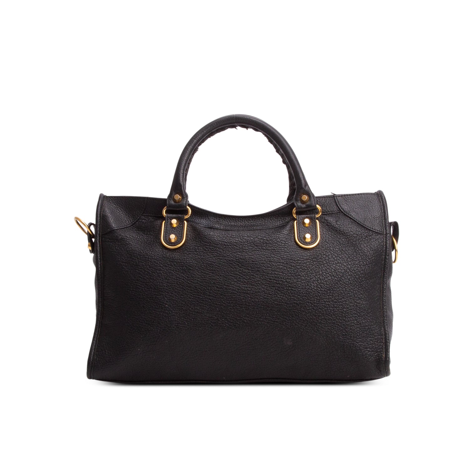 Balenciaga Black Chevre Leather Metallic Edge City Bag w/ Strap