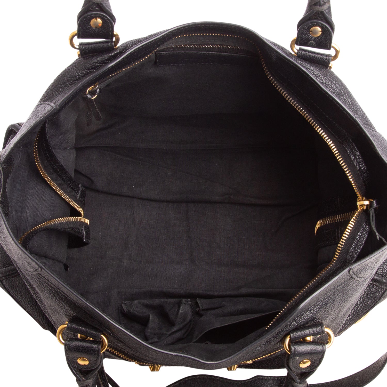 Balenciaga Black Chevre Leather Metallic Edge City Bag w/ Strap