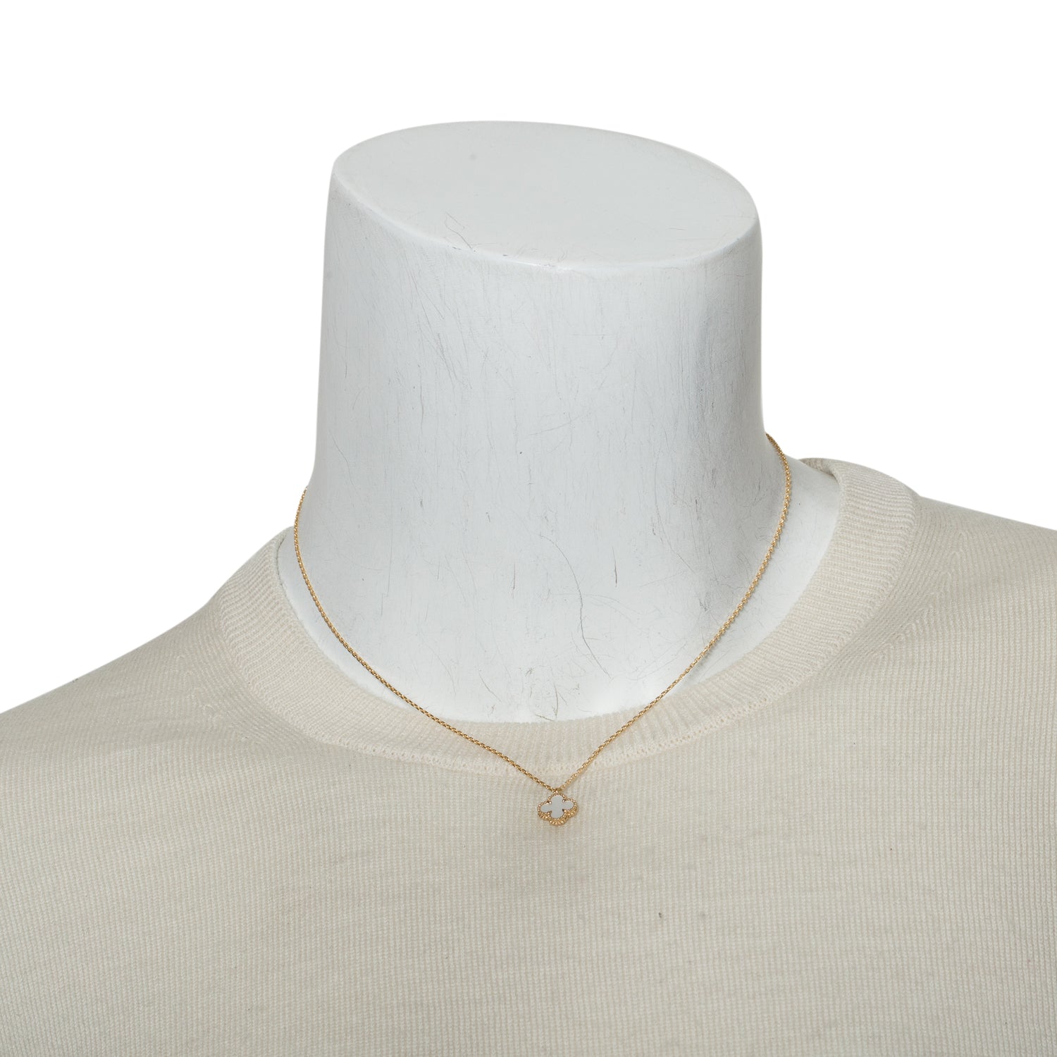 Van Cleef & Arpels 2024 18k Yellow Gold Sweet Alhambra Mother of Pearl Pendant Necklace w/ Box & Certificate