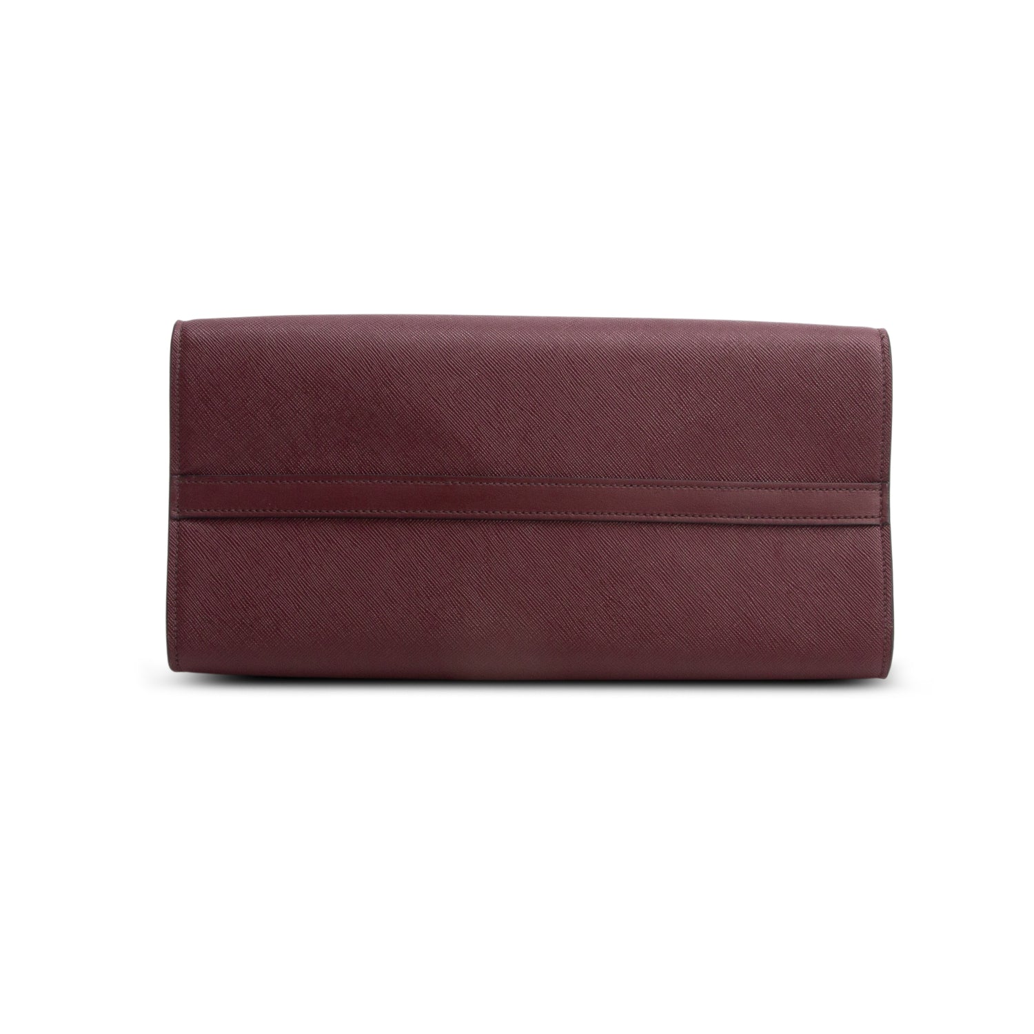 Prada Burgundy Saffiano & City Calf Leather Medium Paradigme Tote w/ Strap & Authenticity Card