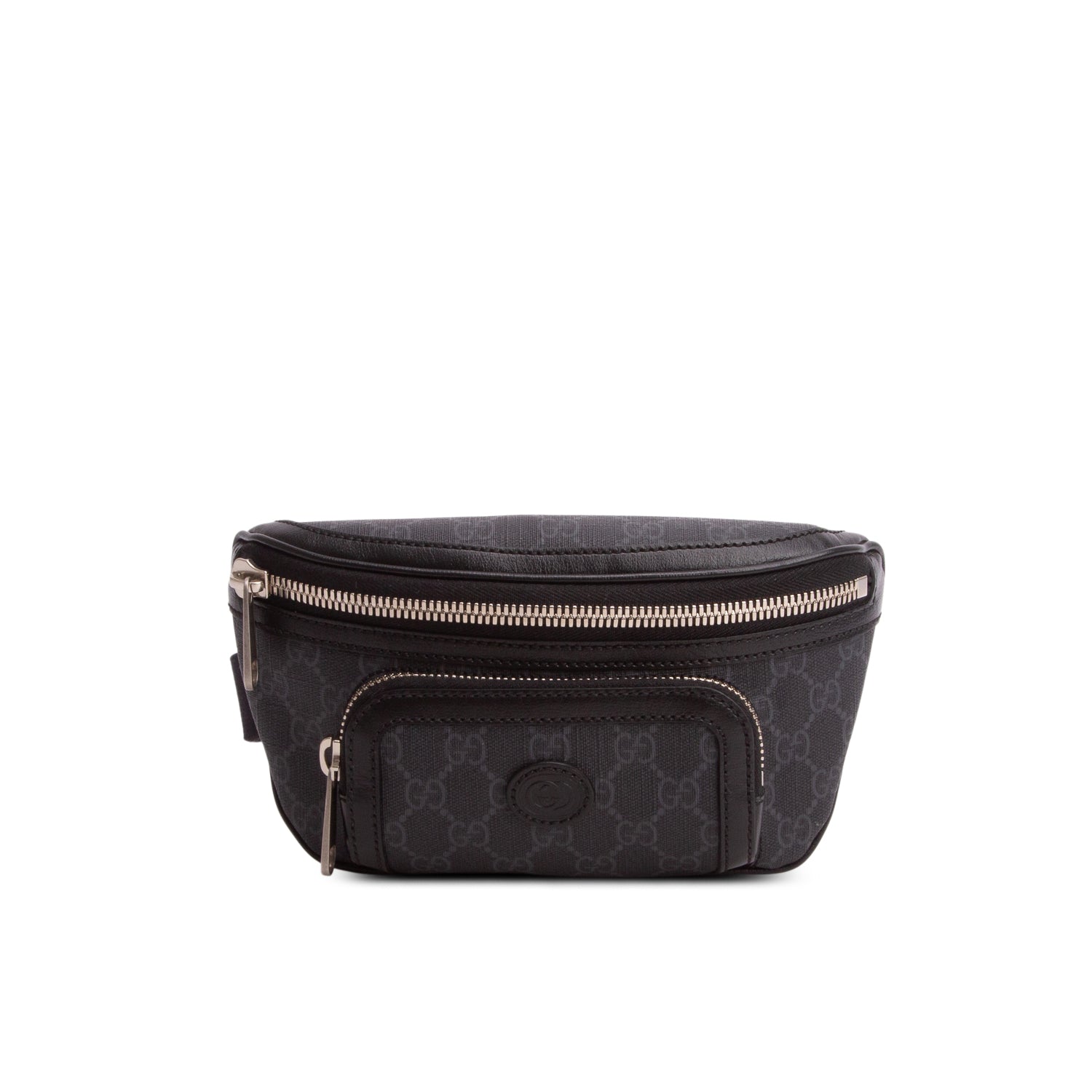 Gucci Black GG Supreme Monogram Textured Calfskin Retro Interlocking G Belt Bag