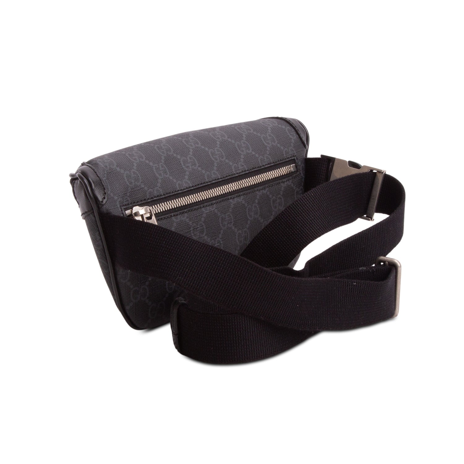 Gucci Black GG Supreme Monogram Textured Calfskin Retro Interlocking G Belt Bag