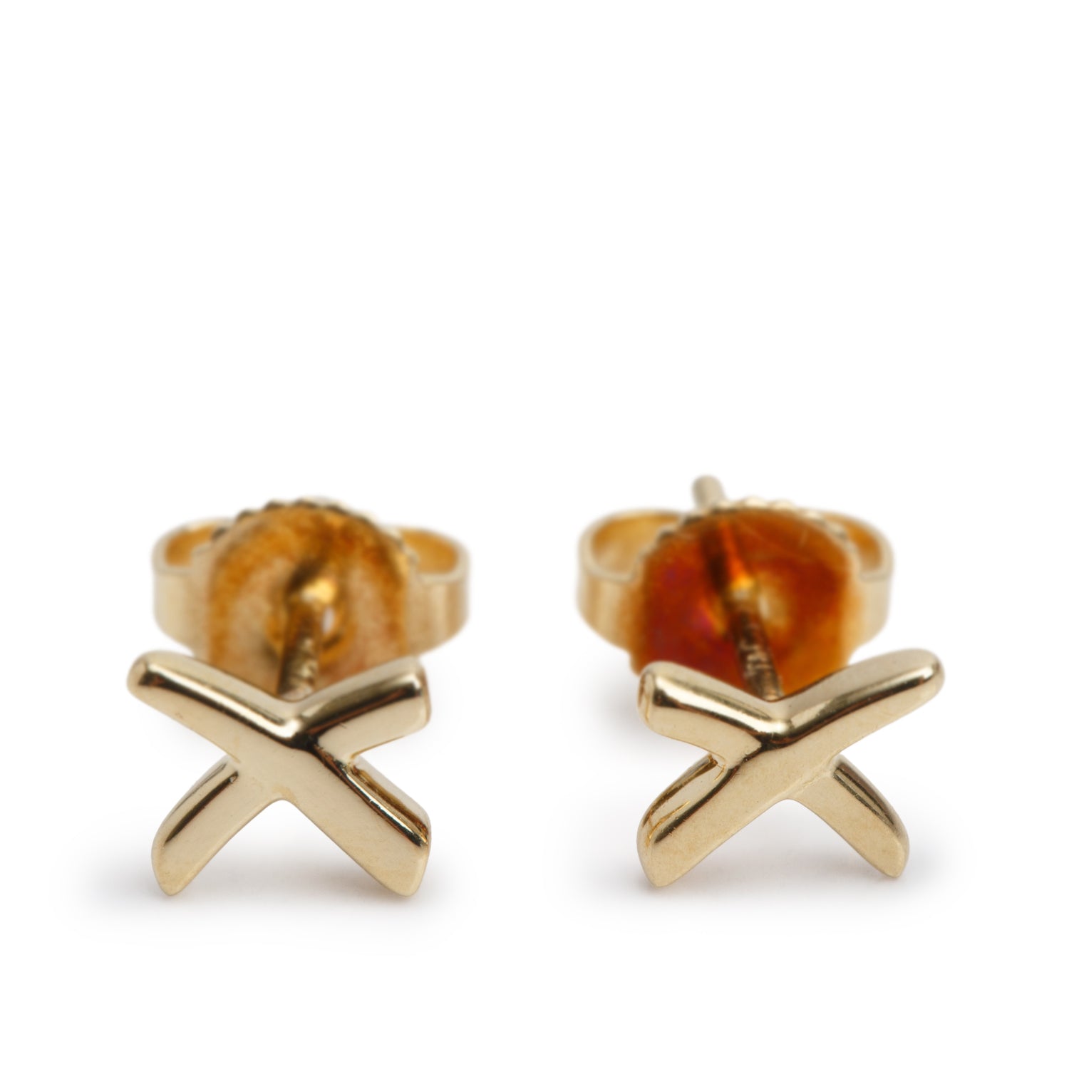 Tiffany & Co. Paloma Picasso 18k Yellow Gold Graffiti Mini X Stud Earrings w/ Box