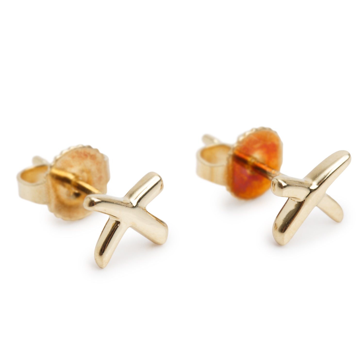 Tiffany & Co. Paloma Picasso 18k Yellow Gold Graffiti Mini X Stud Earrings w/ Box