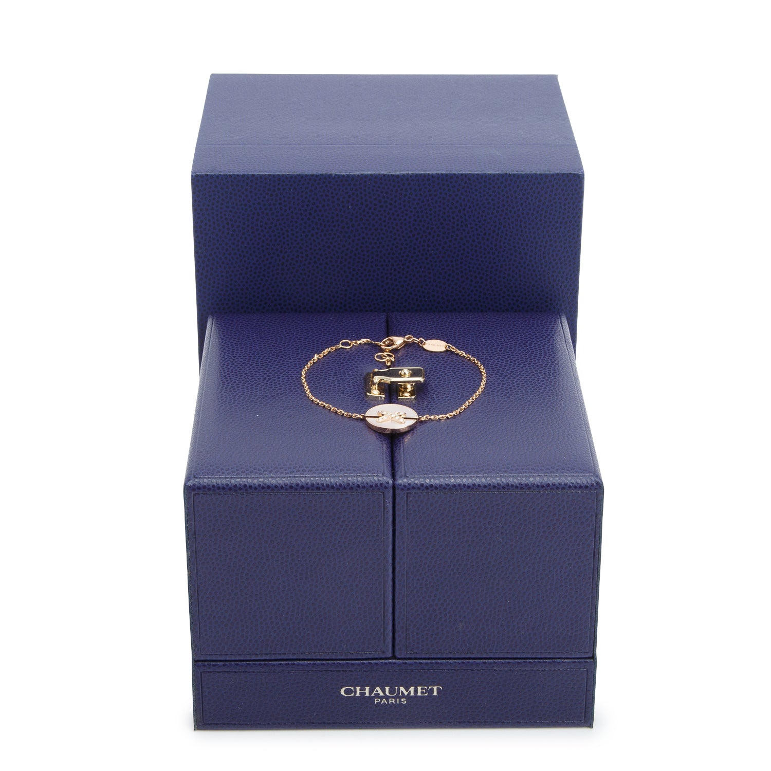 Chaumet 18k Rose Gold Mother of Pearl & Diamond Jeux de Liens Harmony Bracelet w/ Box